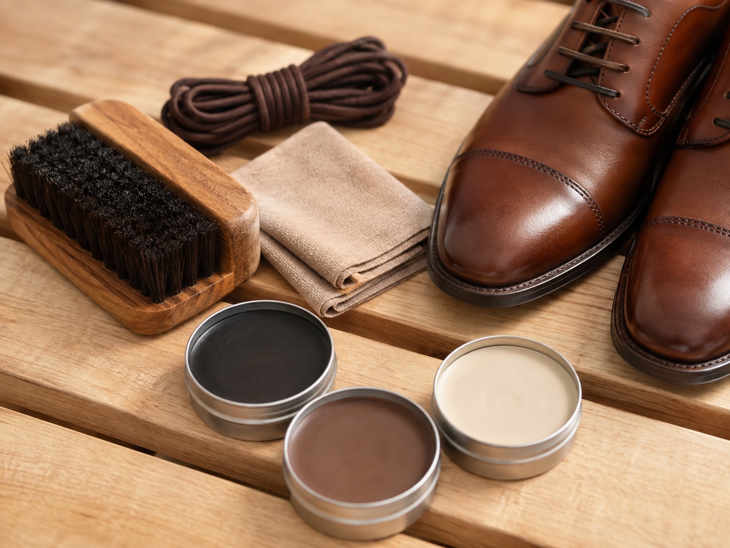 Folded shoe care from the WOODLAND range