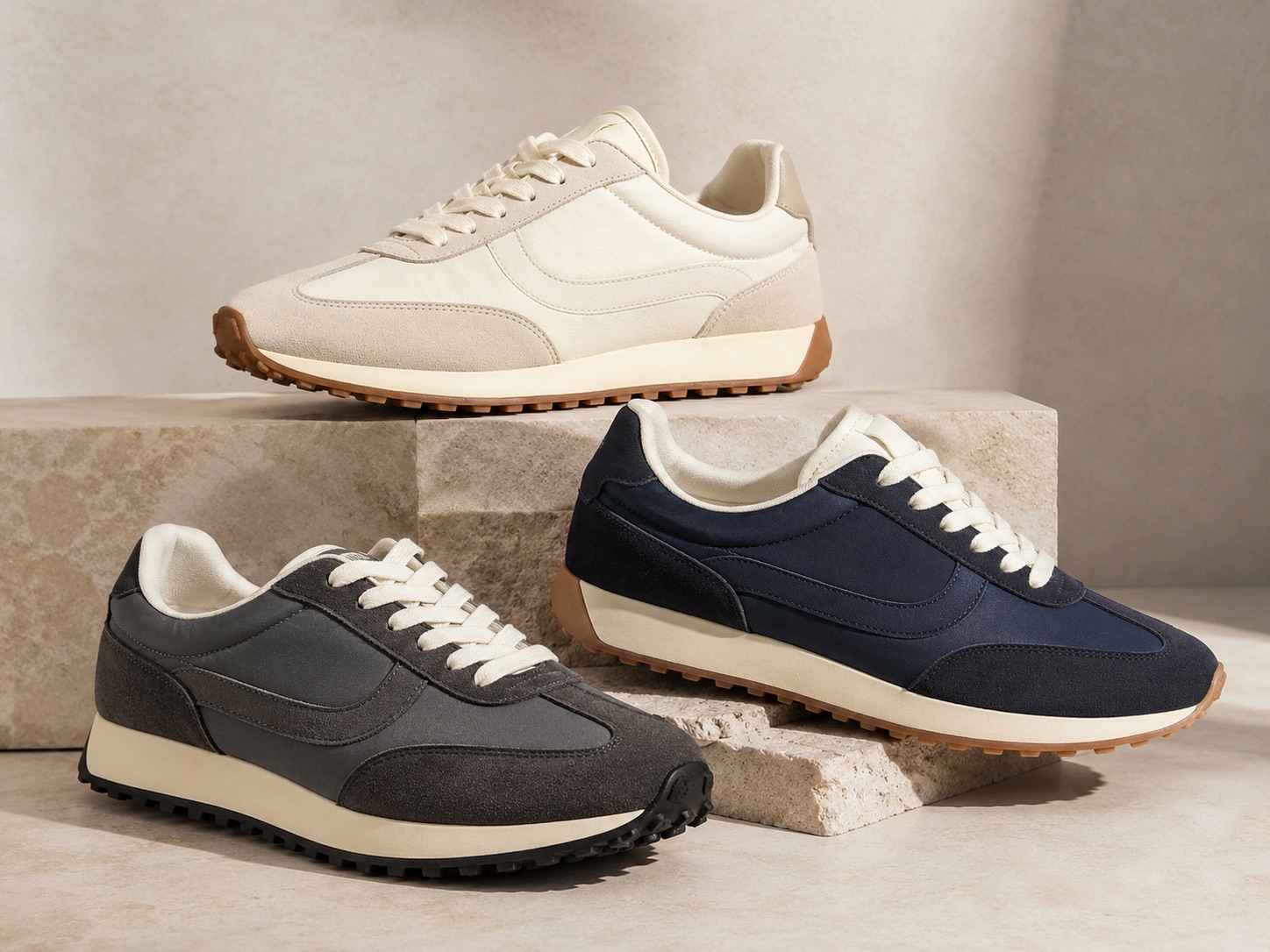 Folded trainers from the WOODLAND range