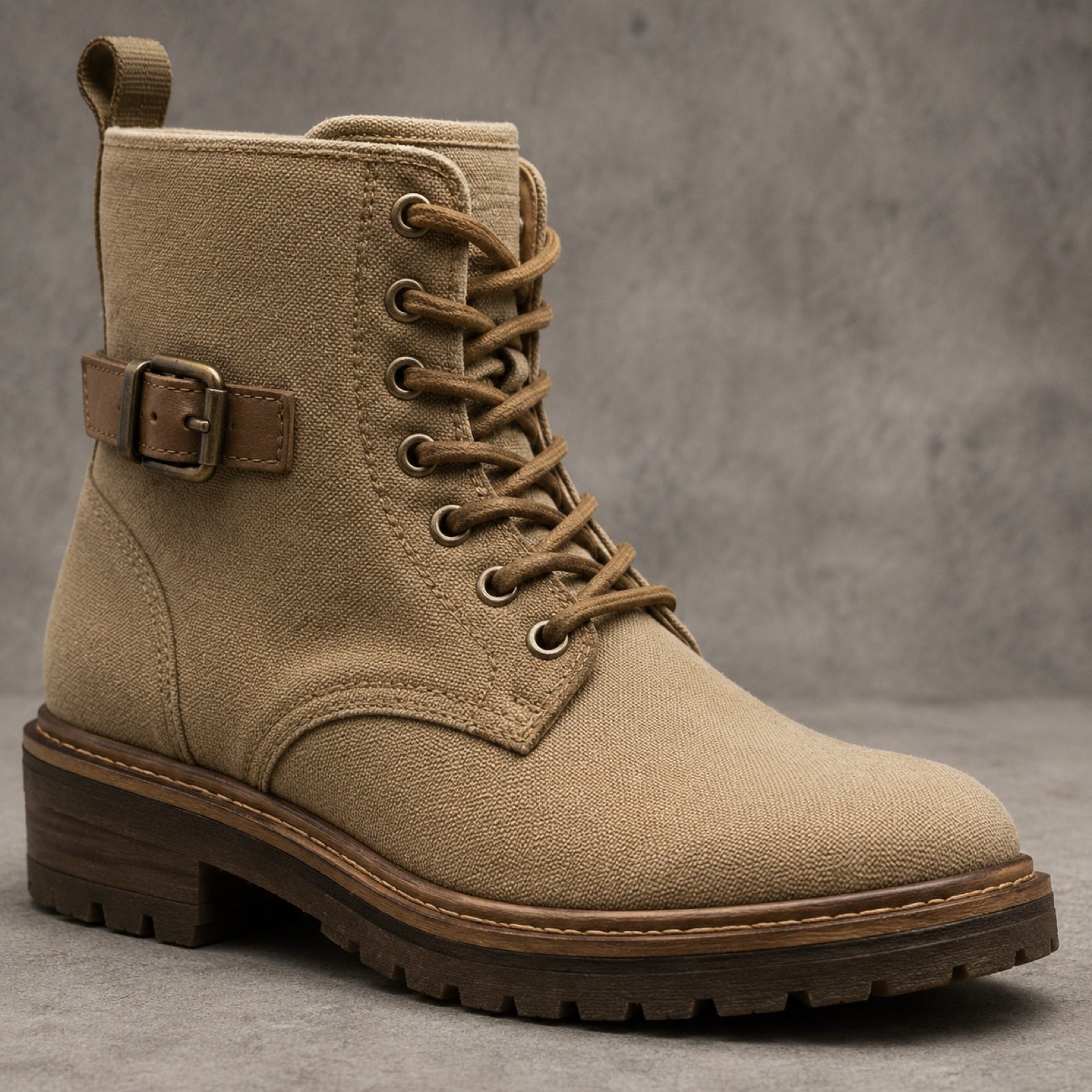 Gable ankle boot — Boots by WOODLAND. close detail of the fabric and finish.