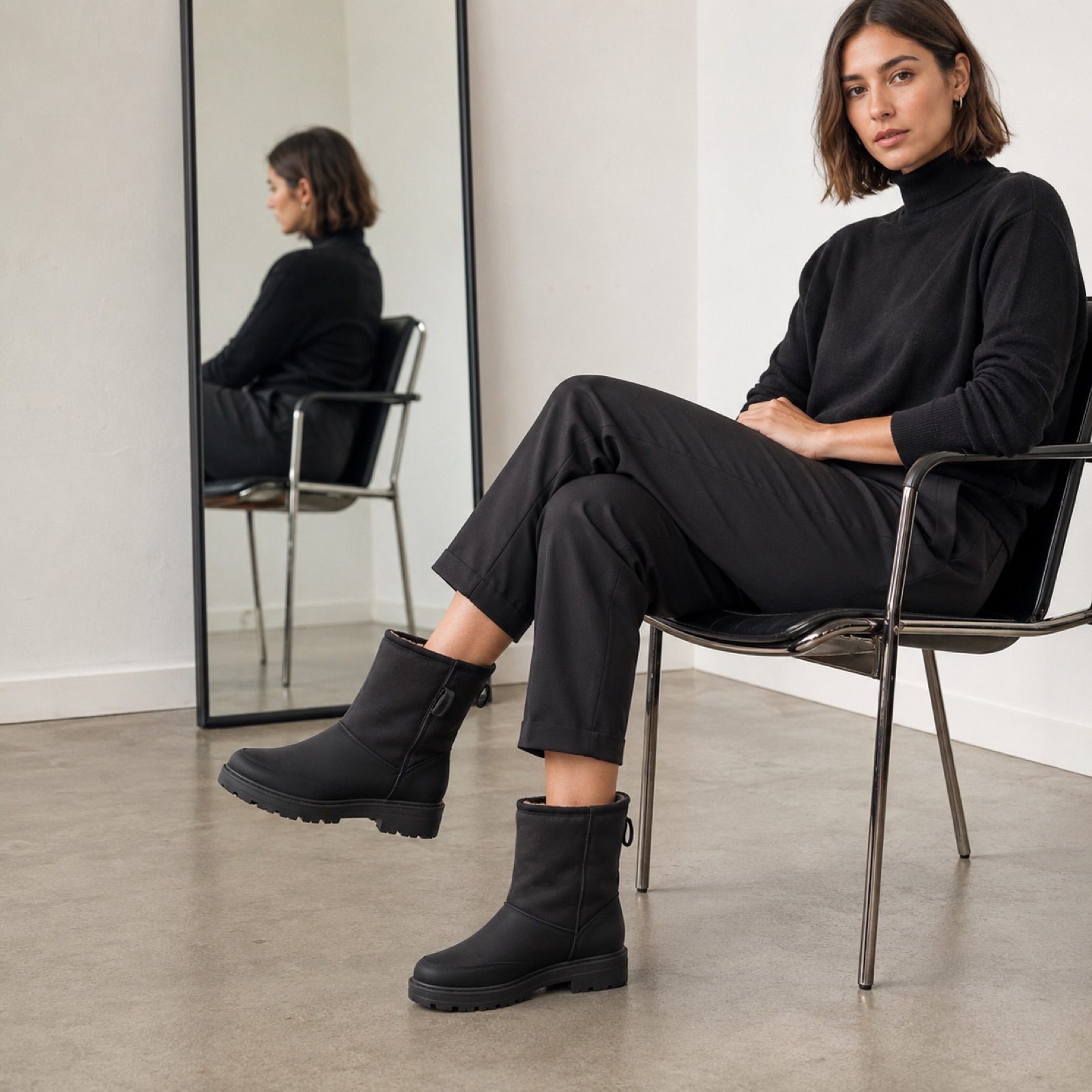 Gable low heel pull-on boot — Boots by WOODLAND. worn by a model, side view.