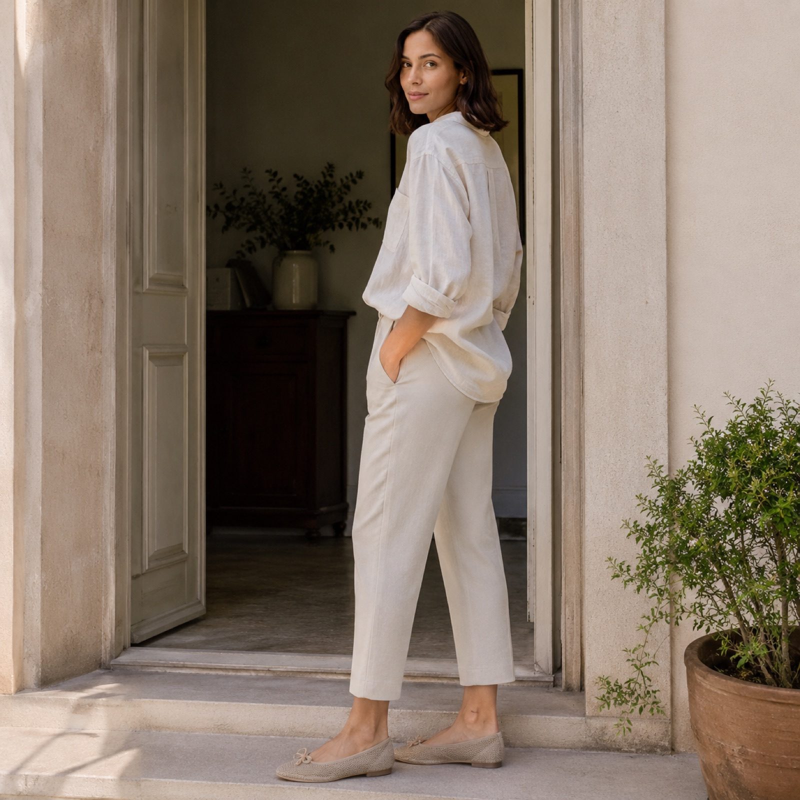 Hale ballet flat — Flats by WOODLAND. worn by a model.