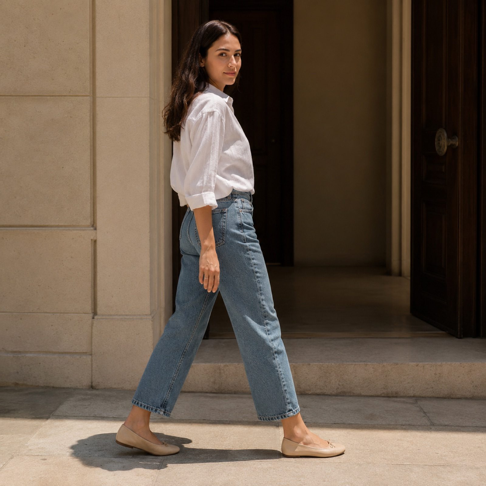 Gable ballet flat — Flats by WOODLAND. worn by a model.