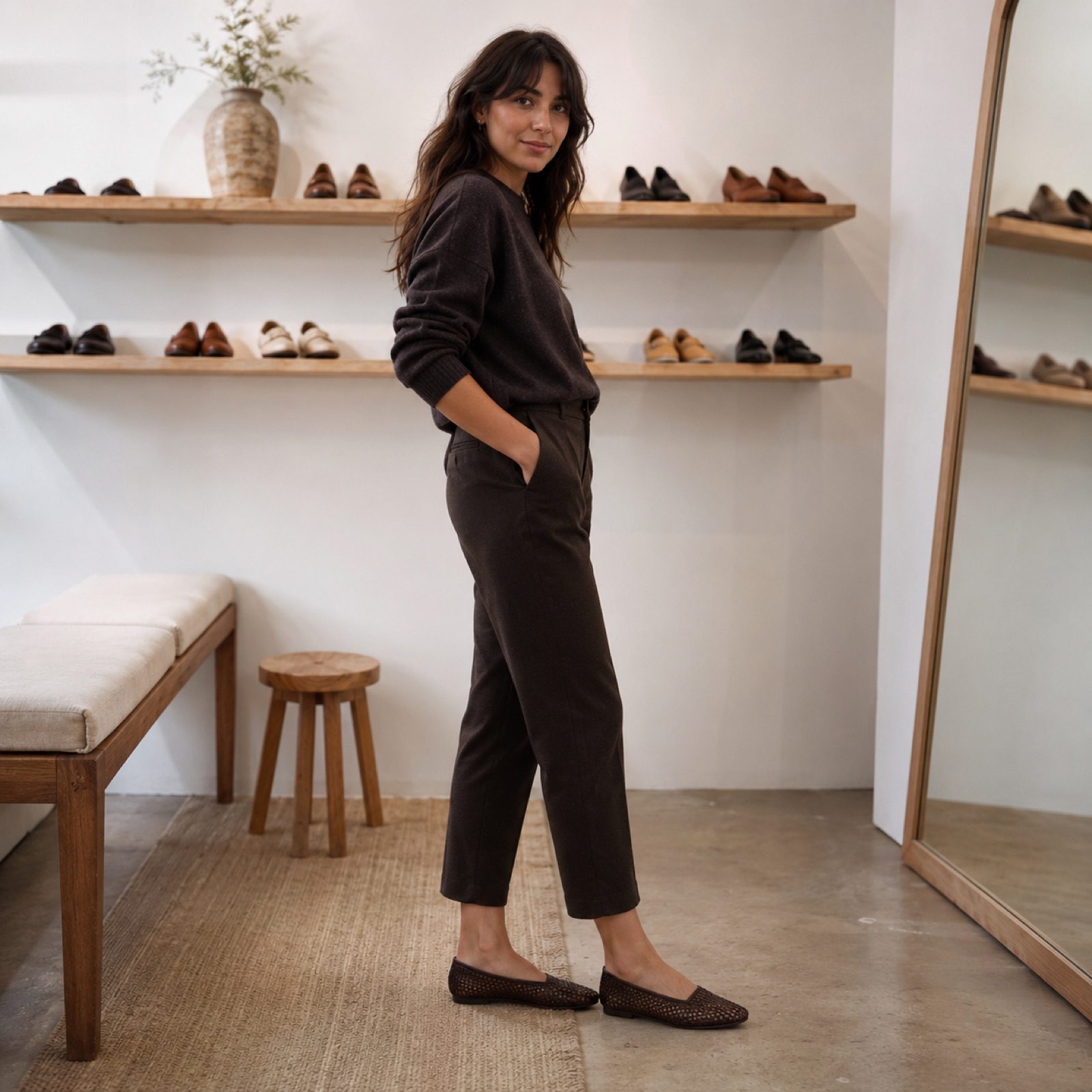 Penarth woven flat shoe — Flats by WOODLAND. worn by a model.