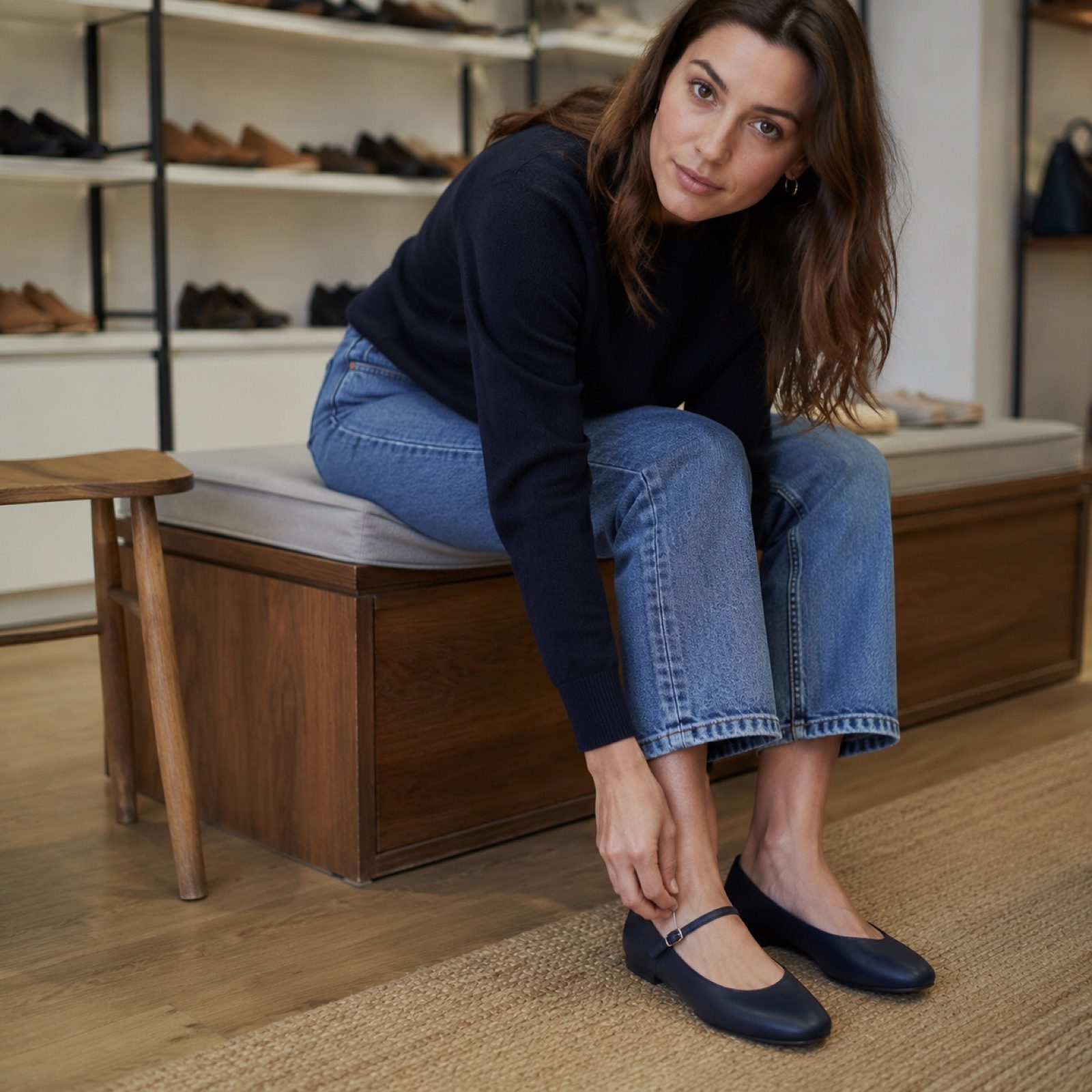 Tide ballet flat — Flats by WOODLAND. worn by a model.