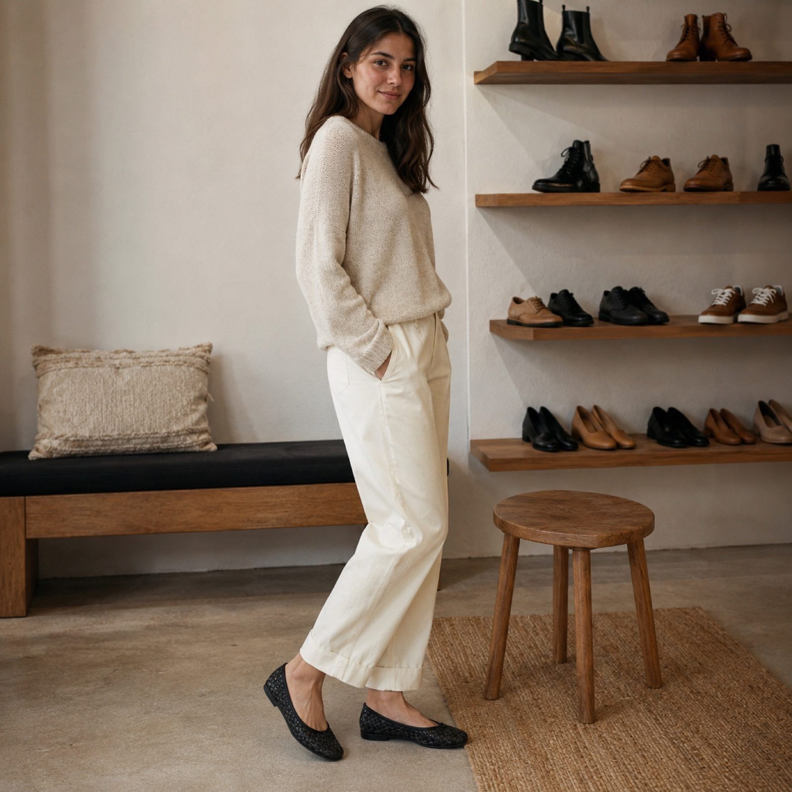 Tide woven flat shoe — Flats by WOODLAND. worn by a model.