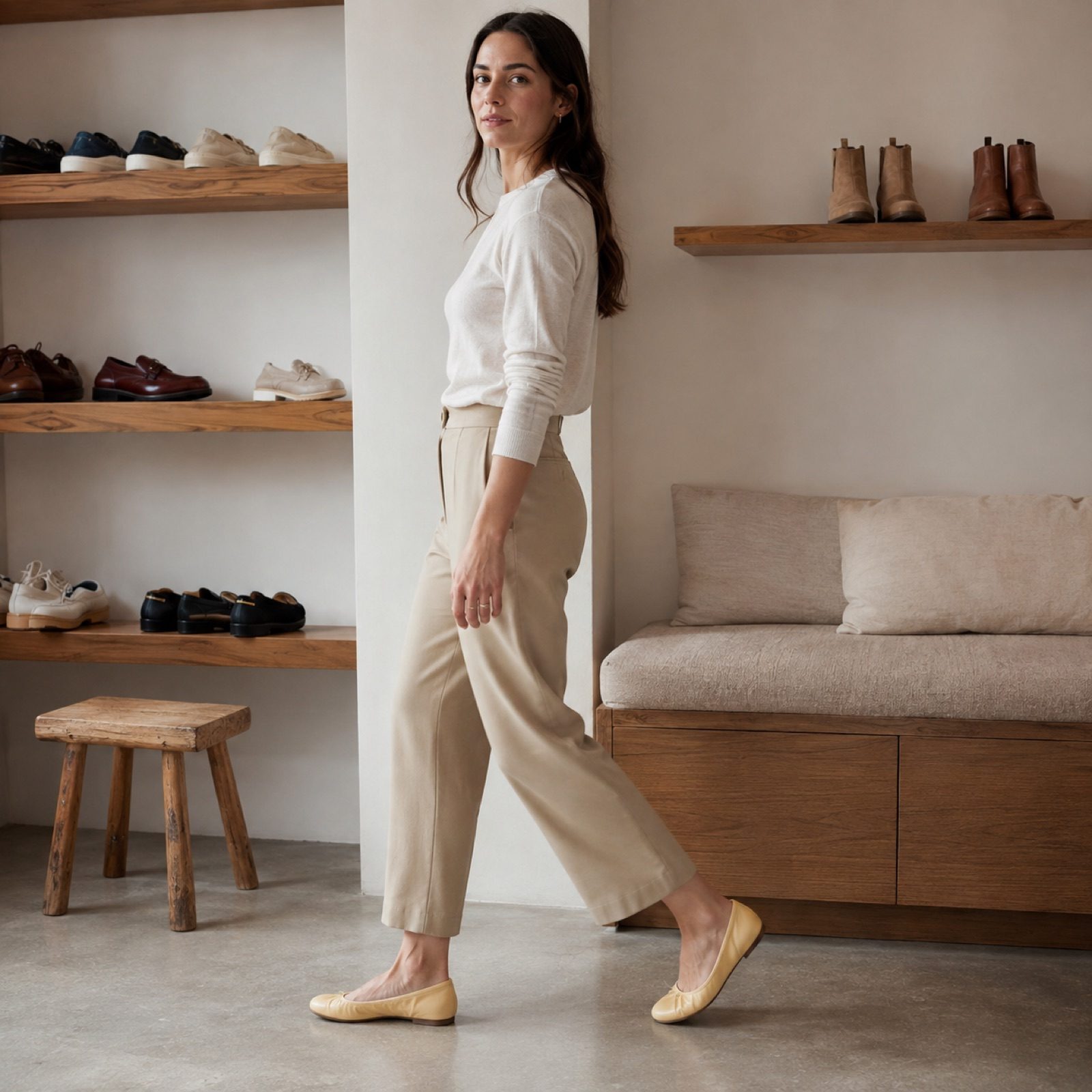 Rook ballet flat — Flats by WOODLAND. worn by a model.