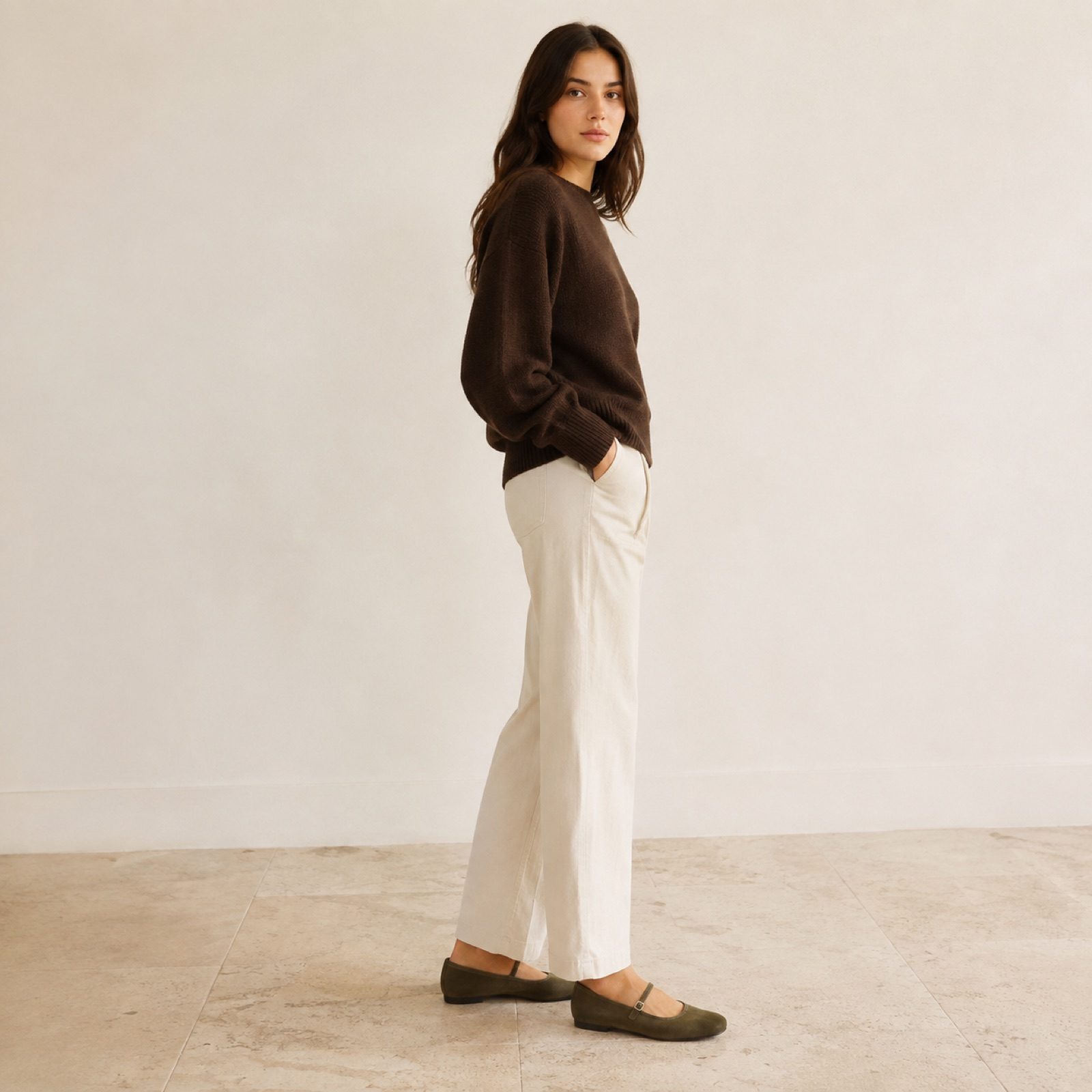 Tide soft mary jane — Flats by WOODLAND. worn by a model.