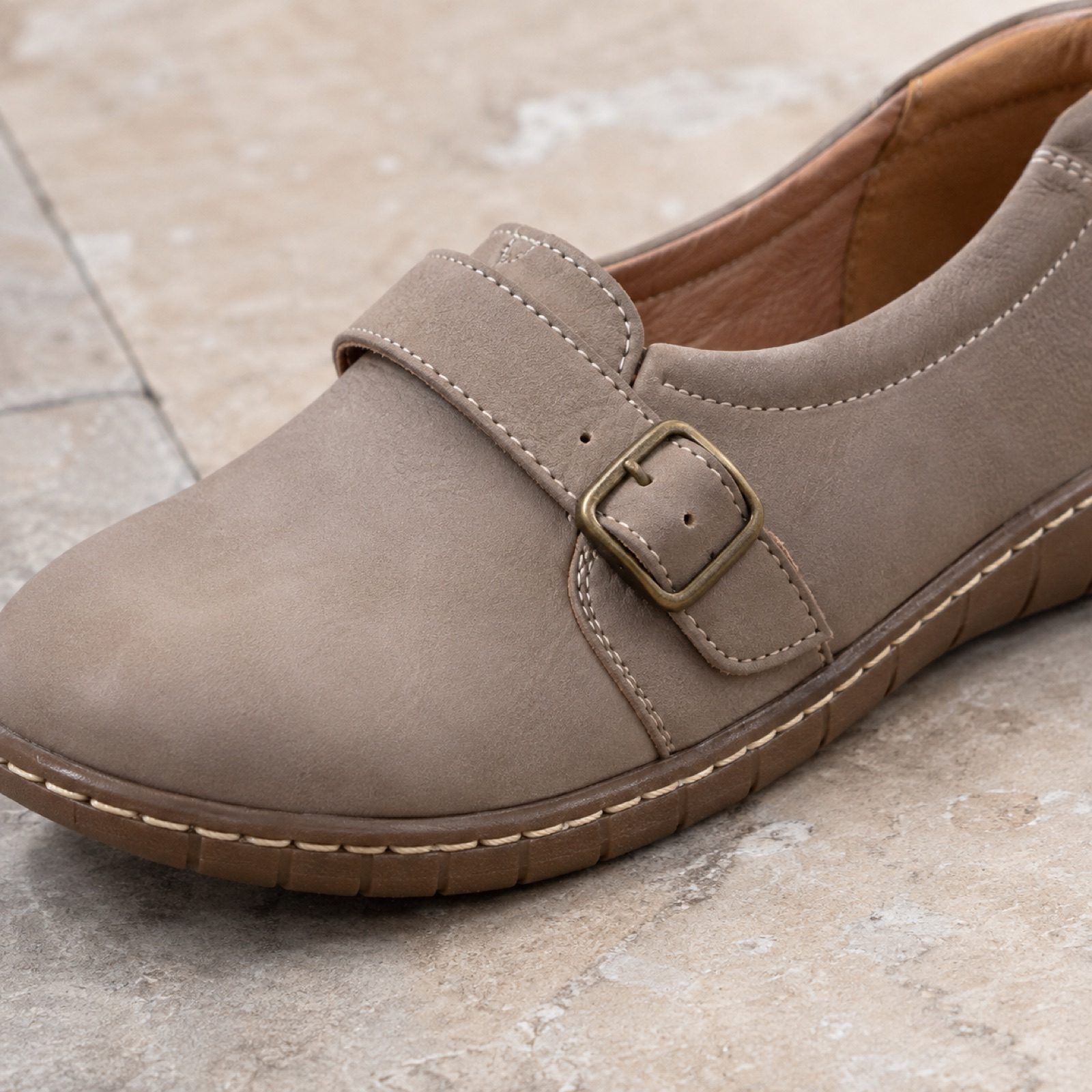 Vale soft mary jane — Flats by WOODLAND. close detail of the fabric and finish.