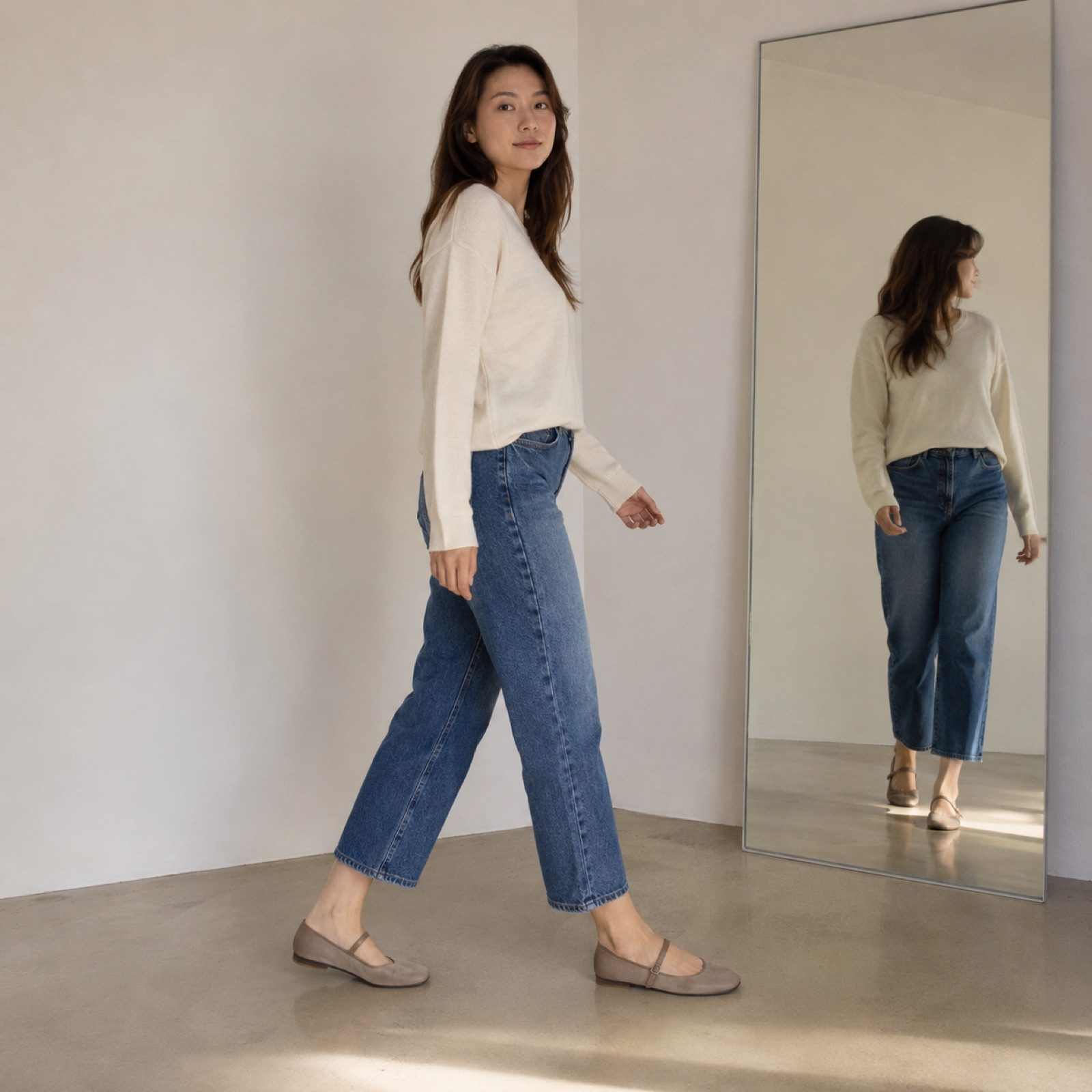 Vale soft mary jane — Flats by WOODLAND. worn by a model.