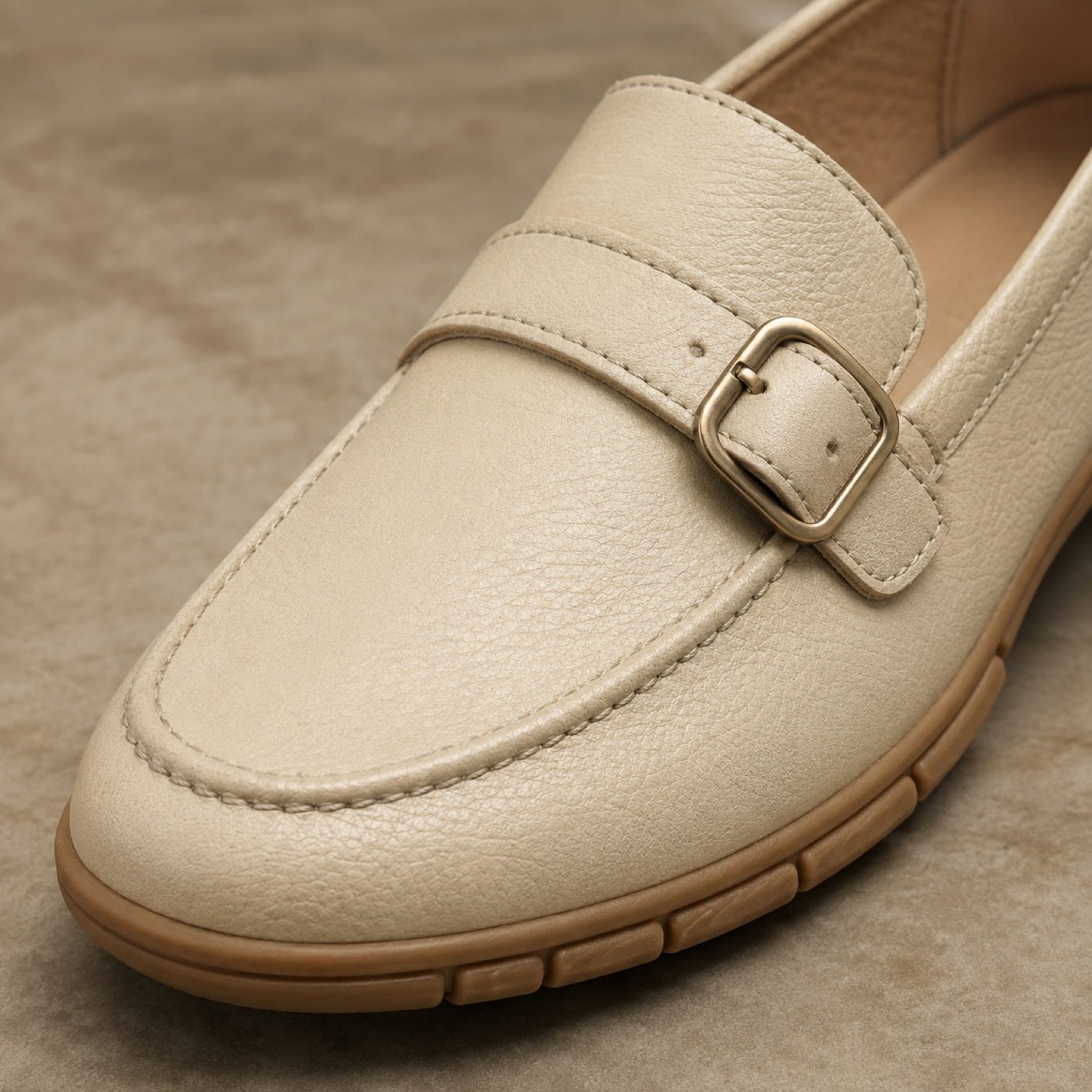 Rook square toe flat — Flats by WOODLAND. close detail of the fabric and finish.