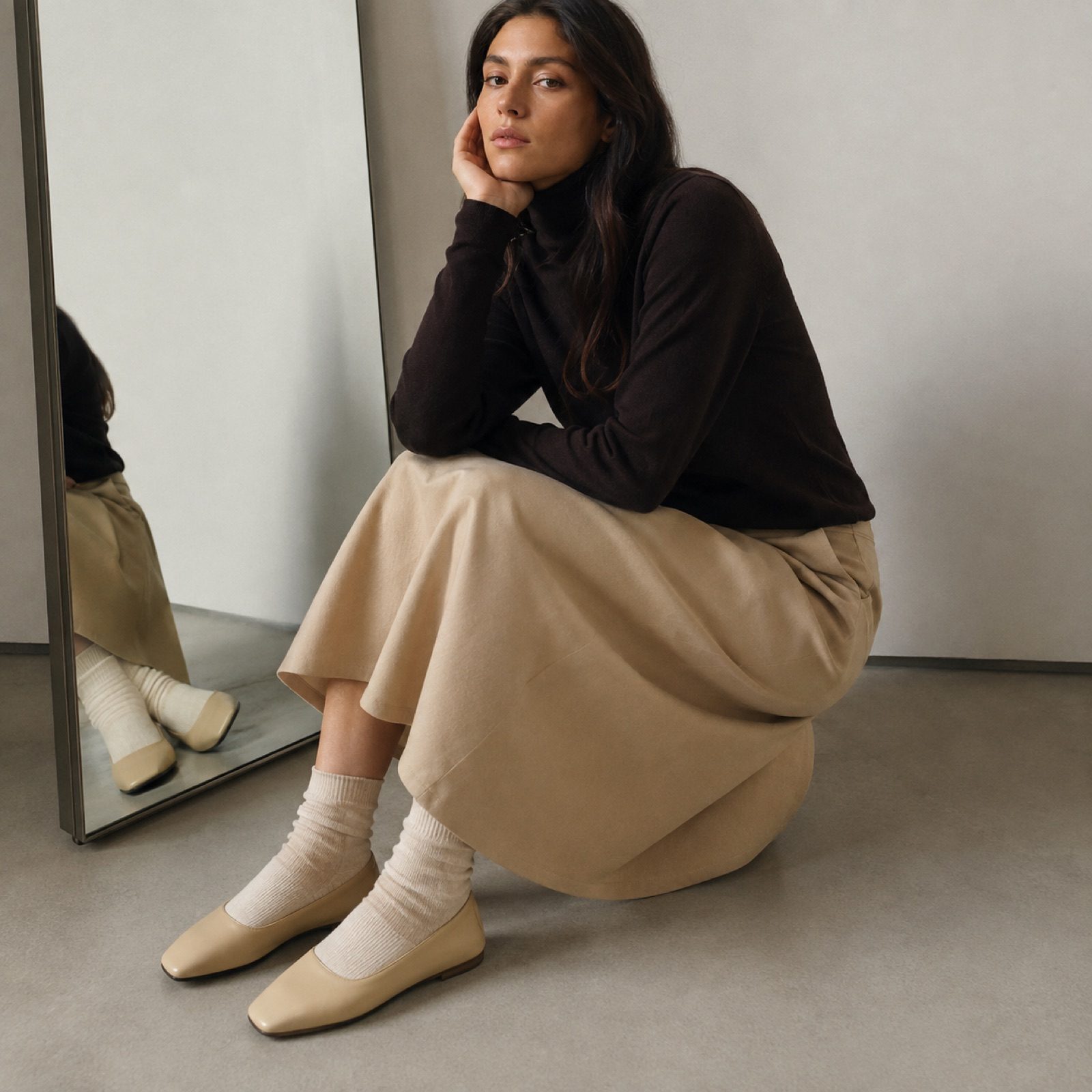 Rook square toe flat — Flats by WOODLAND. worn by a model.