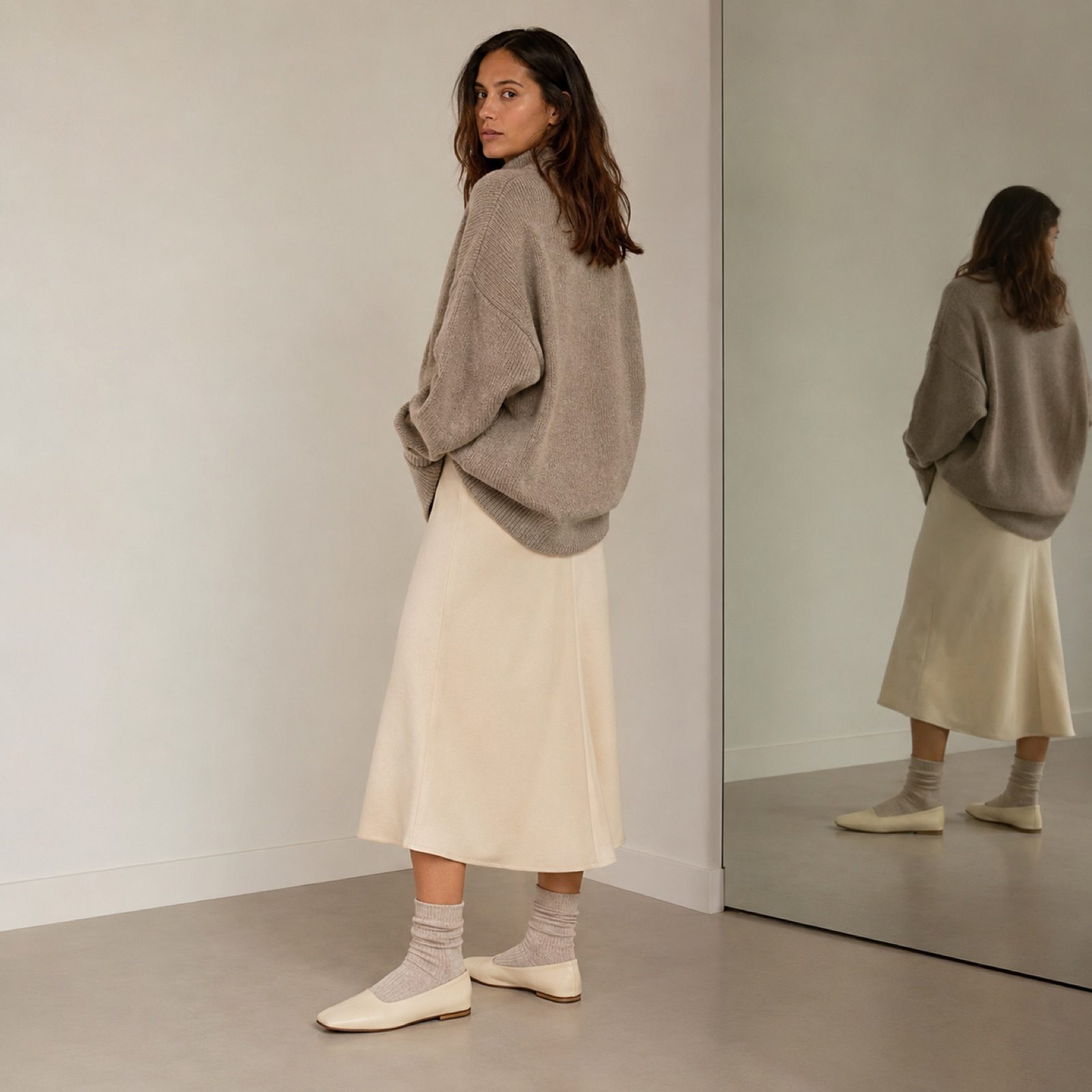 Rook square toe flat — Flats by WOODLAND. worn by a model, side view.