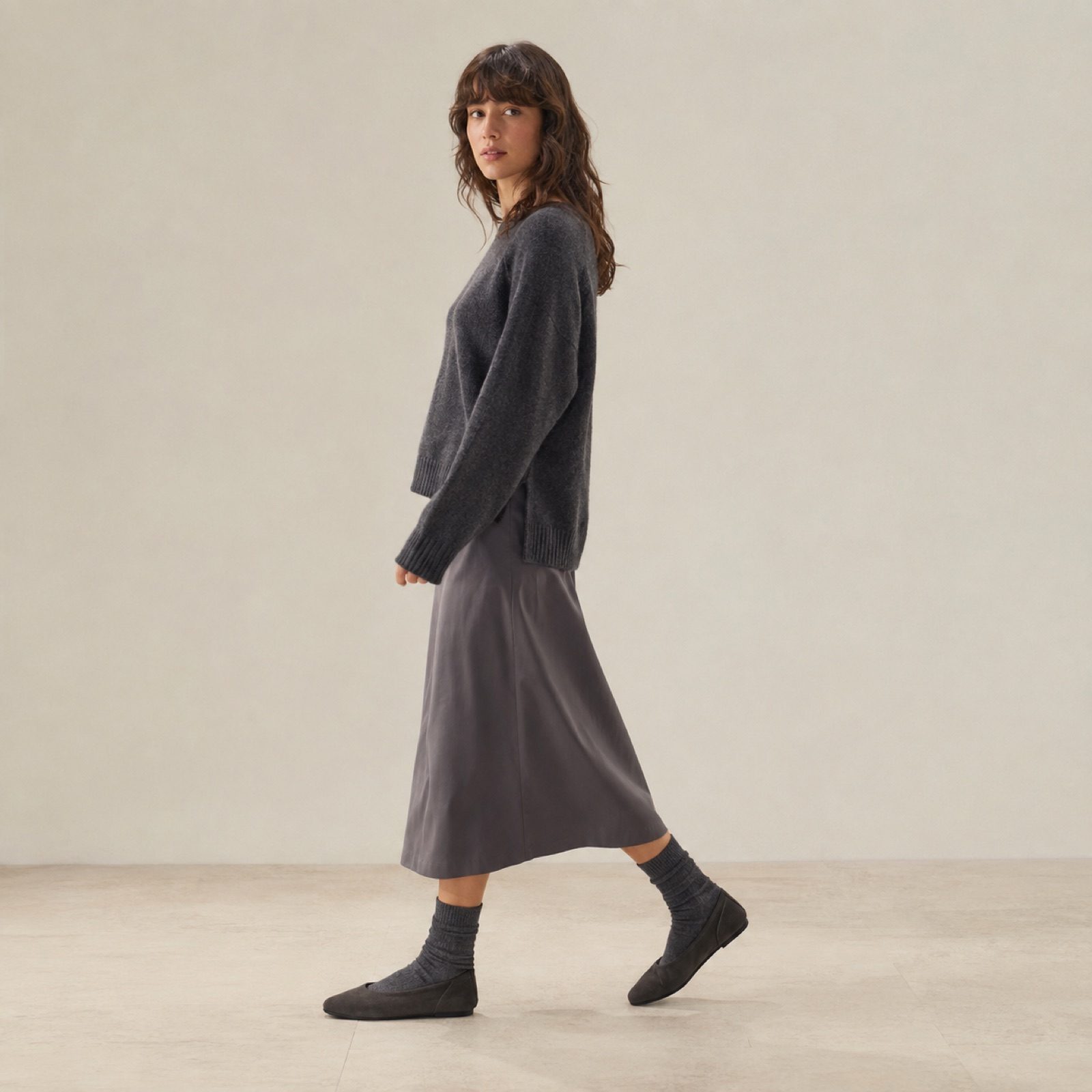 Linden square toe flat — Flats by WOODLAND. worn by a model.