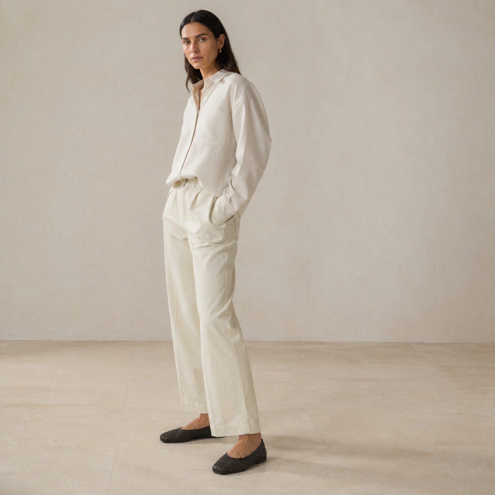 Cliff square toe flat — Flats by WOODLAND. worn by a model.
