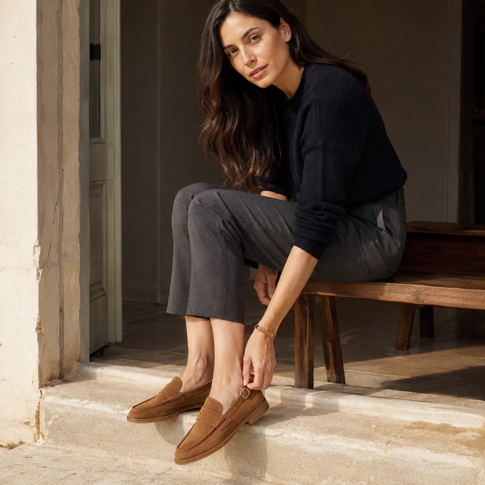 Wye soft apron loafer — Loafers by WOODLAND. worn by a model.