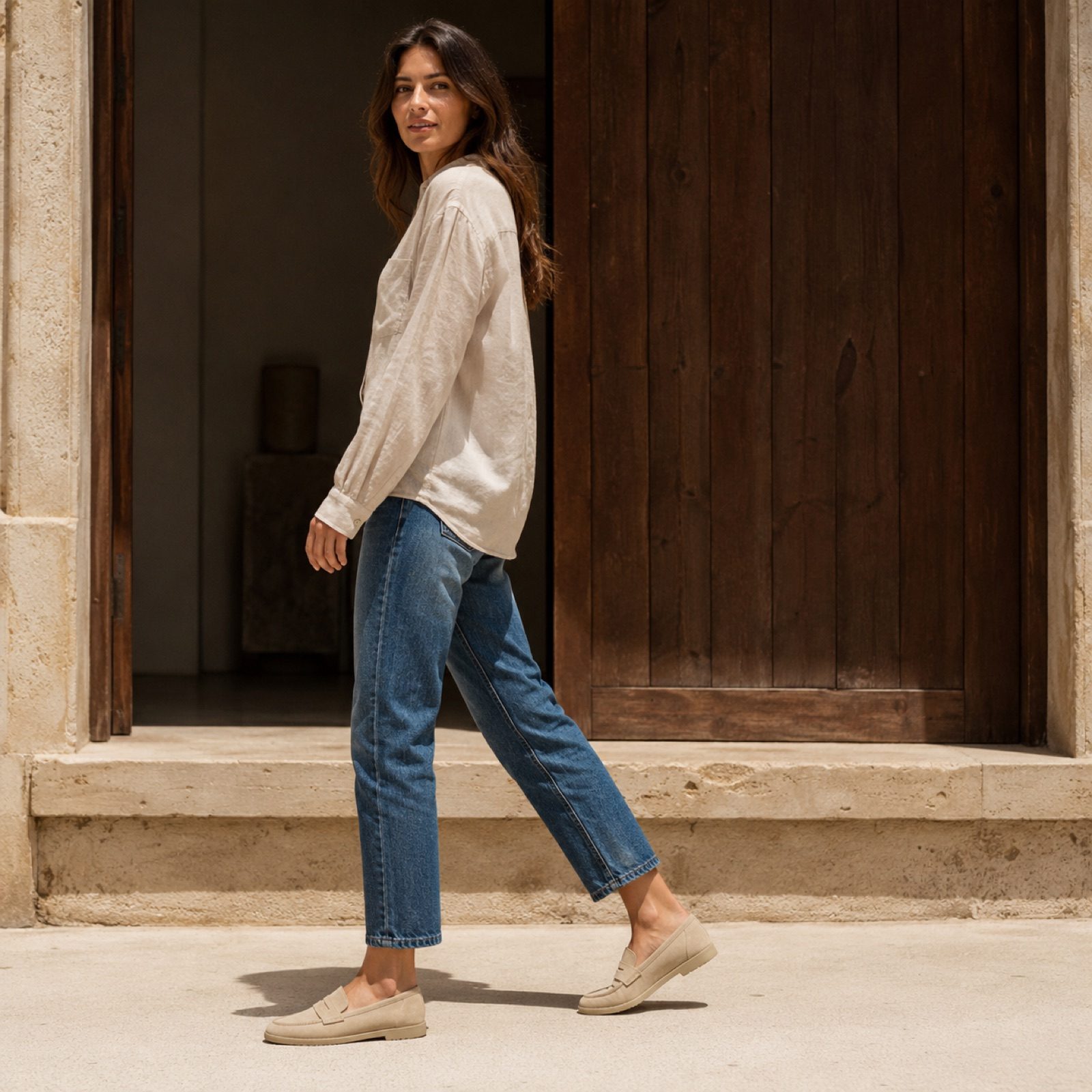 Wye penny loafer — Loafers by WOODLAND. worn by a model.