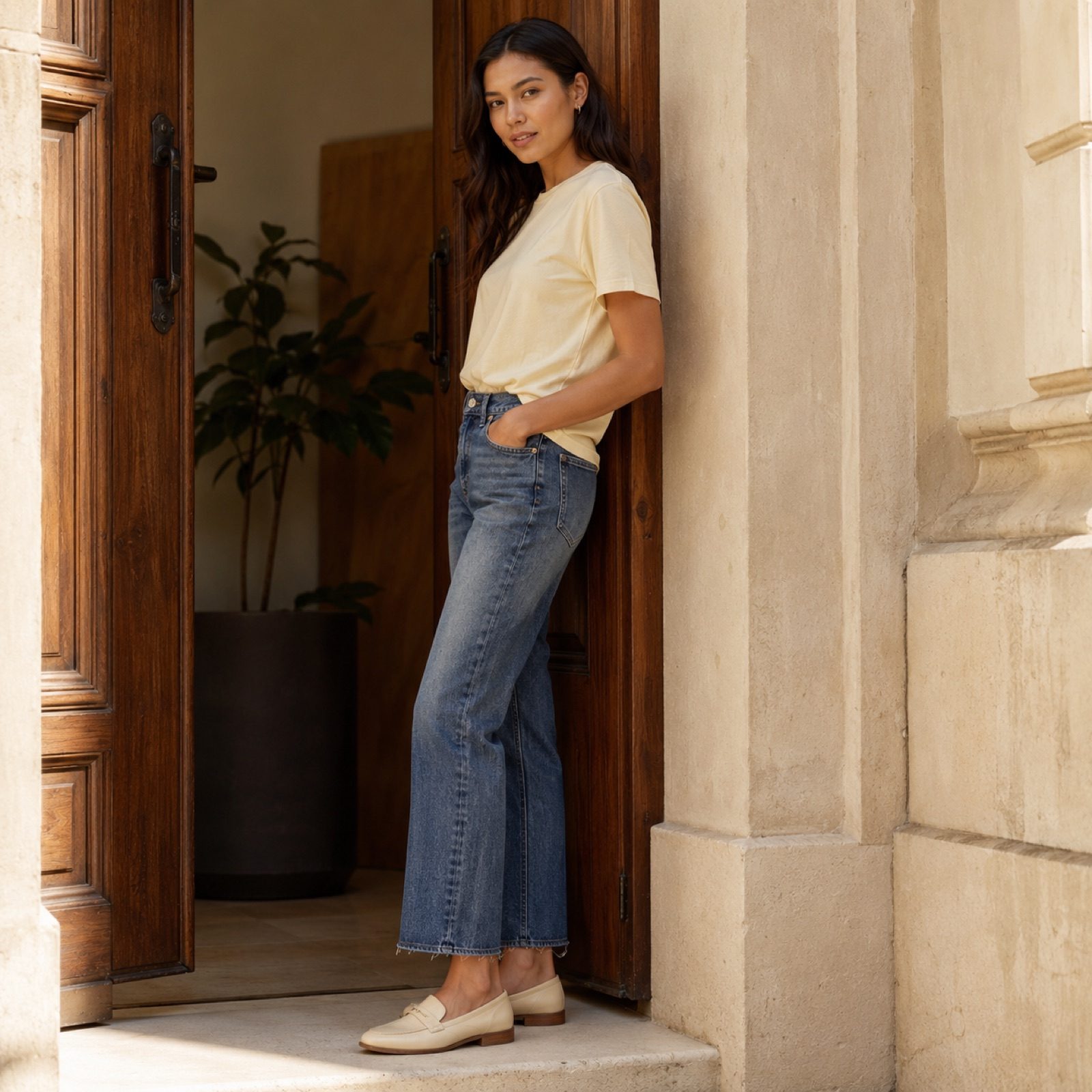 Gable suede brush kit — Shoe Care by WOODLAND. worn by a model.