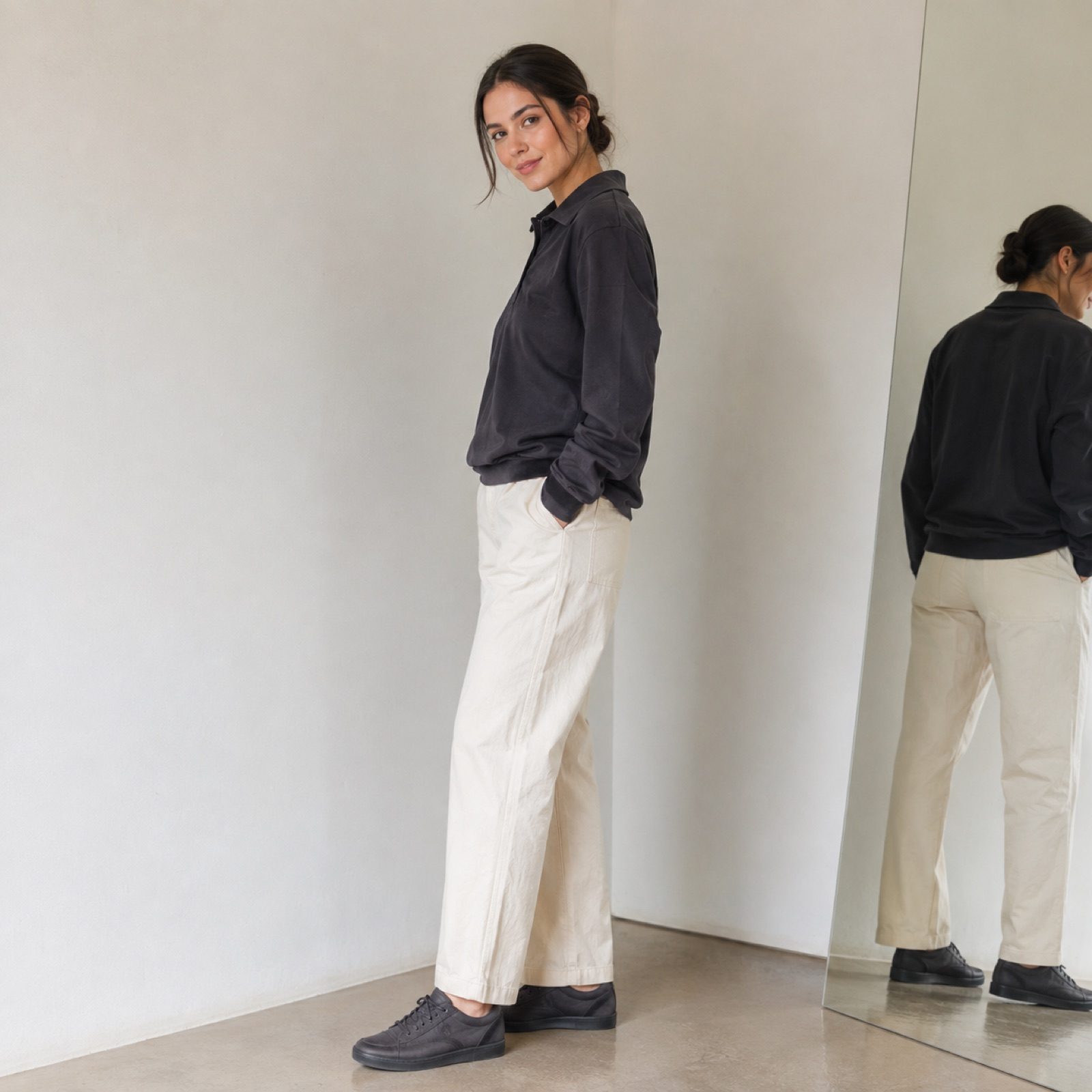 Severn lace and cloth care pack — Shoe Care by WOODLAND. worn by a model.