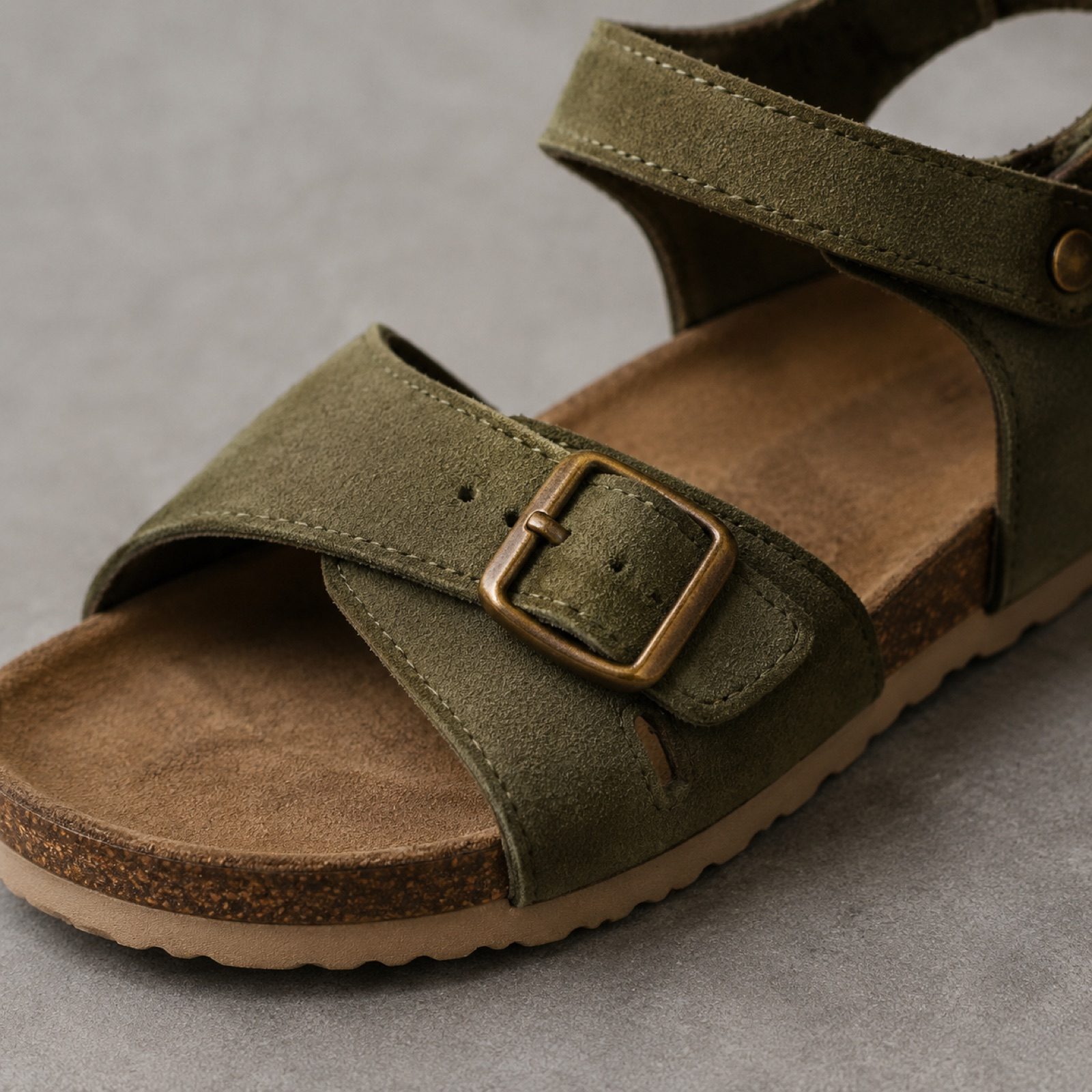 Marlow two strap sandal — Sandals by WOODLAND. close detail of the fabric and finish.