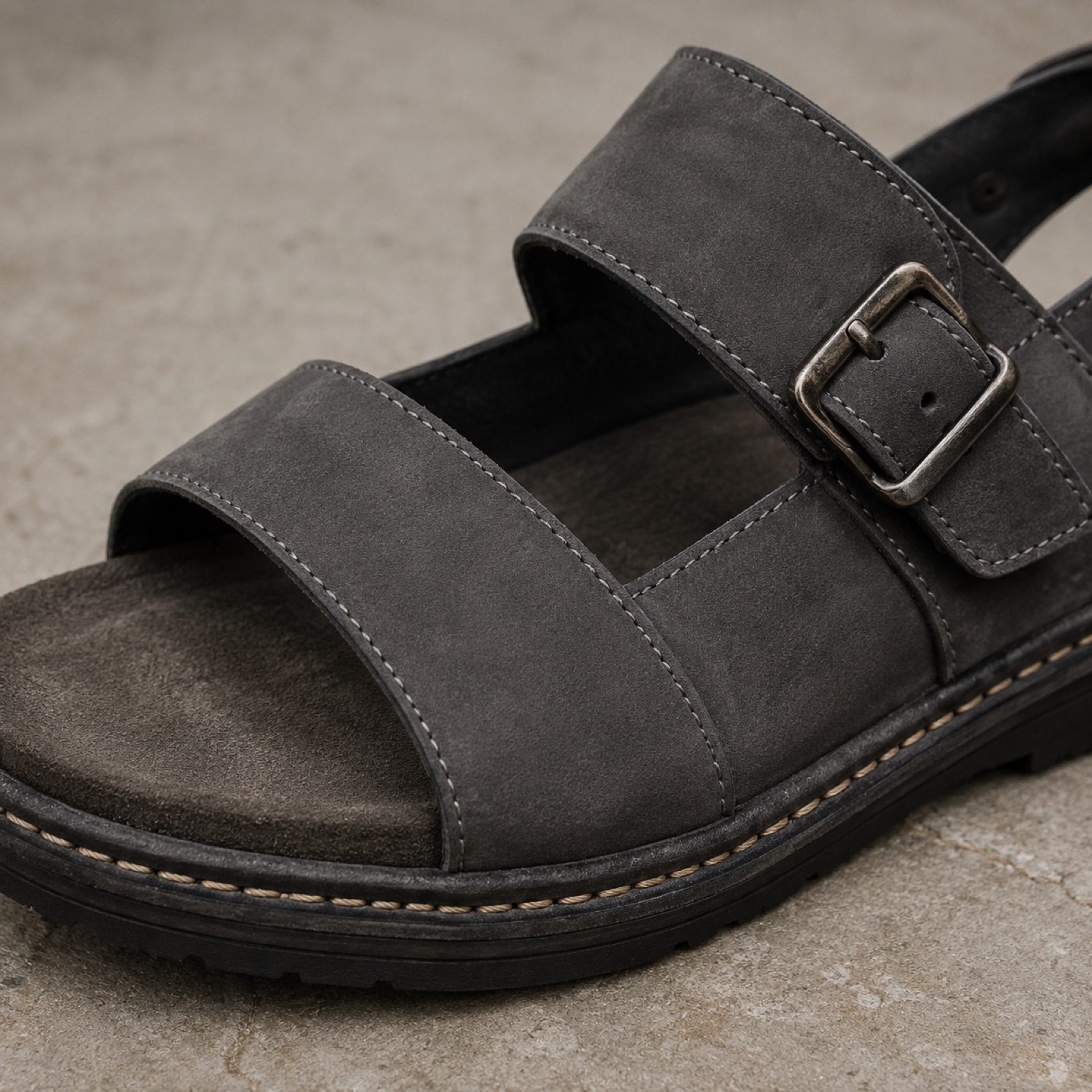Cliff low wedge sandal — Sandals by WOODLAND. close detail of the fabric and finish.