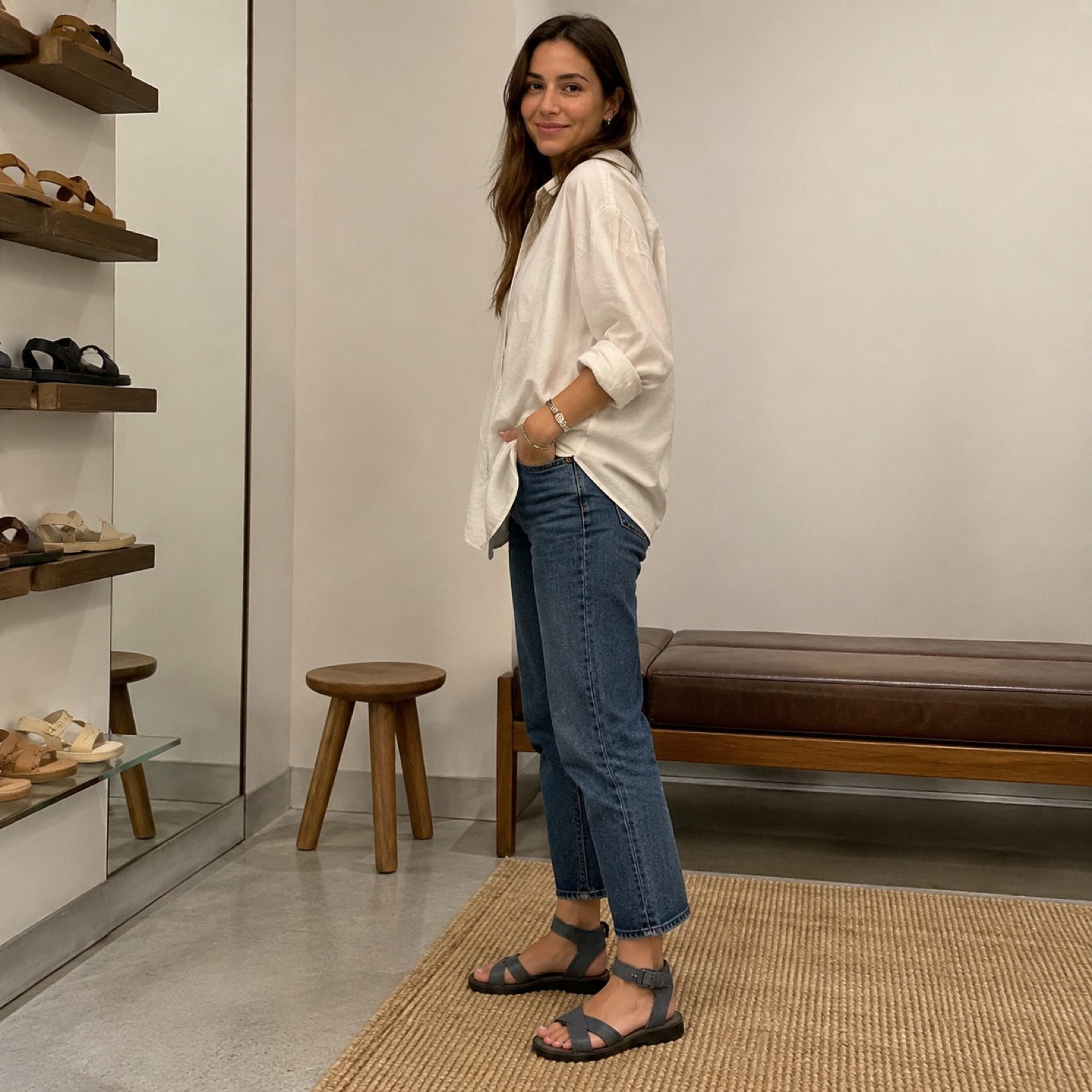 Marlow soft ankle strap sandal — Sandals by WOODLAND. worn by a model.