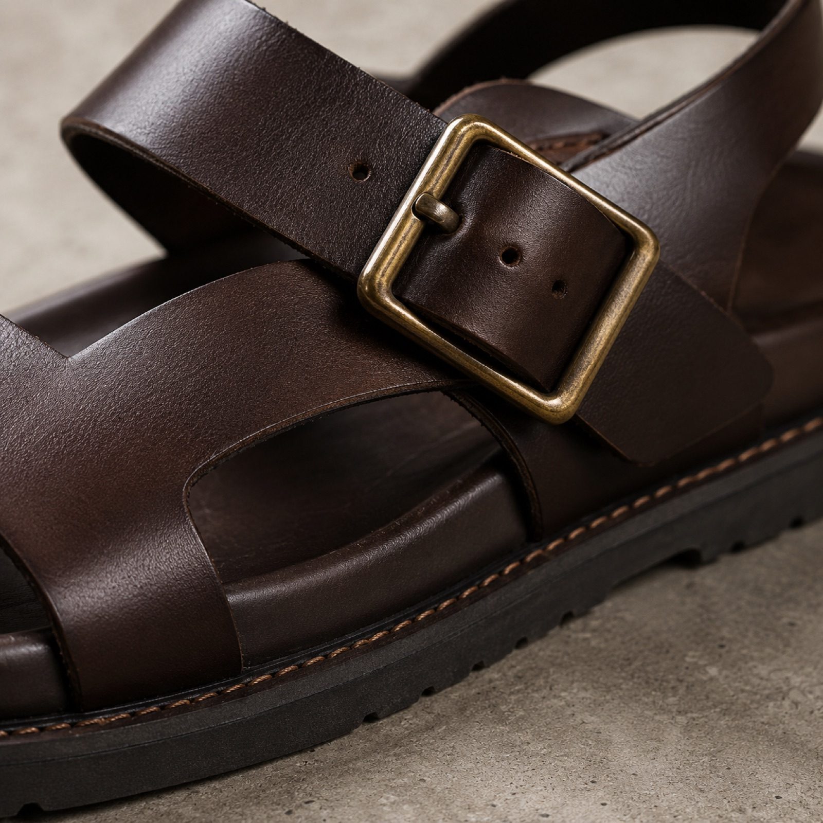 Bay low wedge sandal — Sandals by WOODLAND. close detail of the fabric and finish.