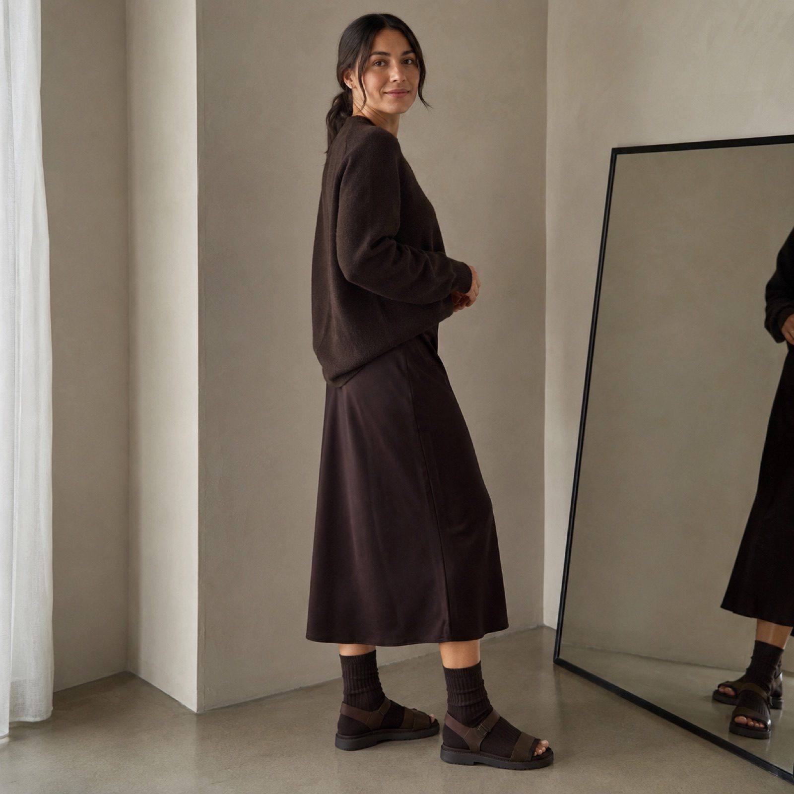 Bay low wedge sandal — Sandals by WOODLAND. worn by a model.