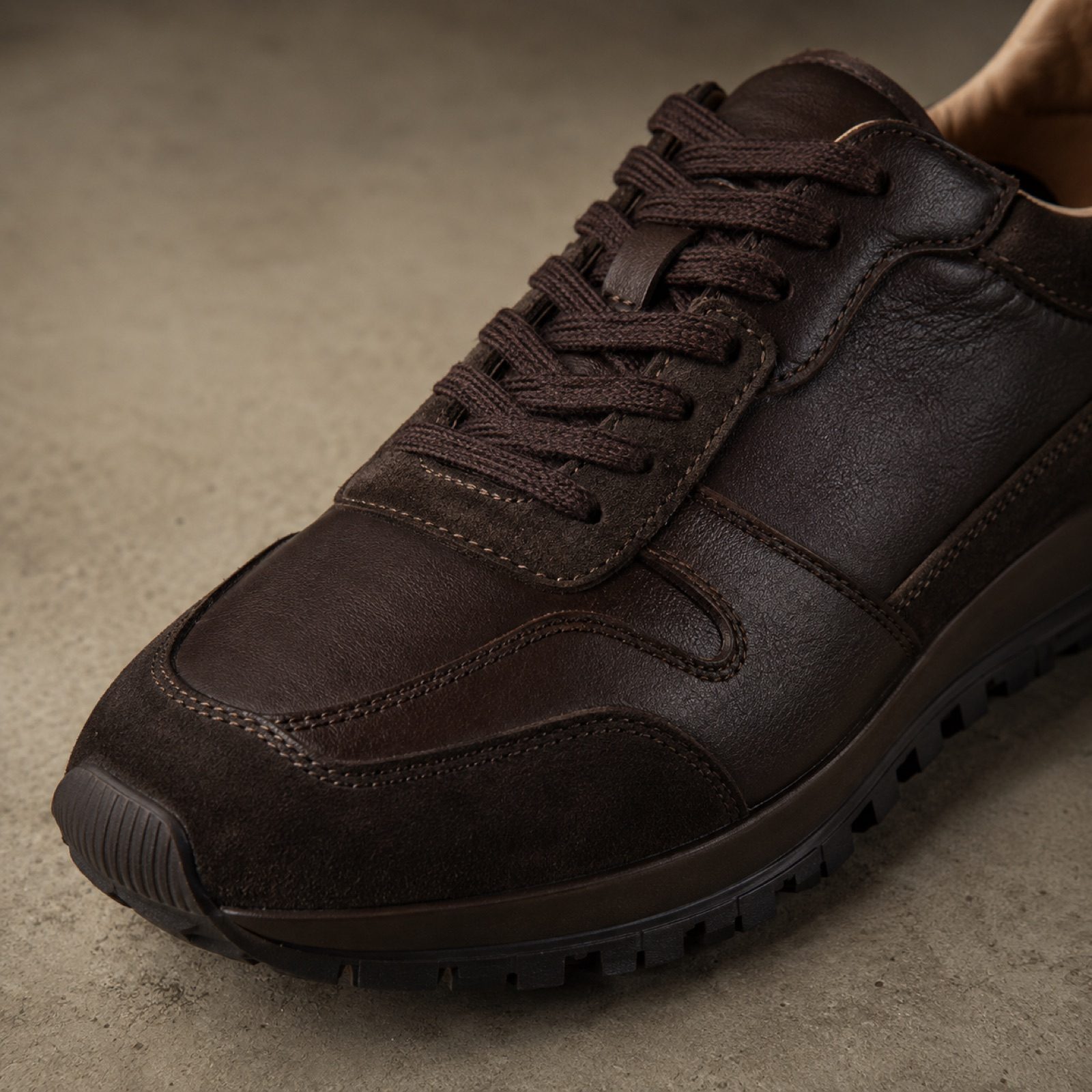 Marlo court trainer — Trainers by WOODLAND. close detail of the fabric and finish.