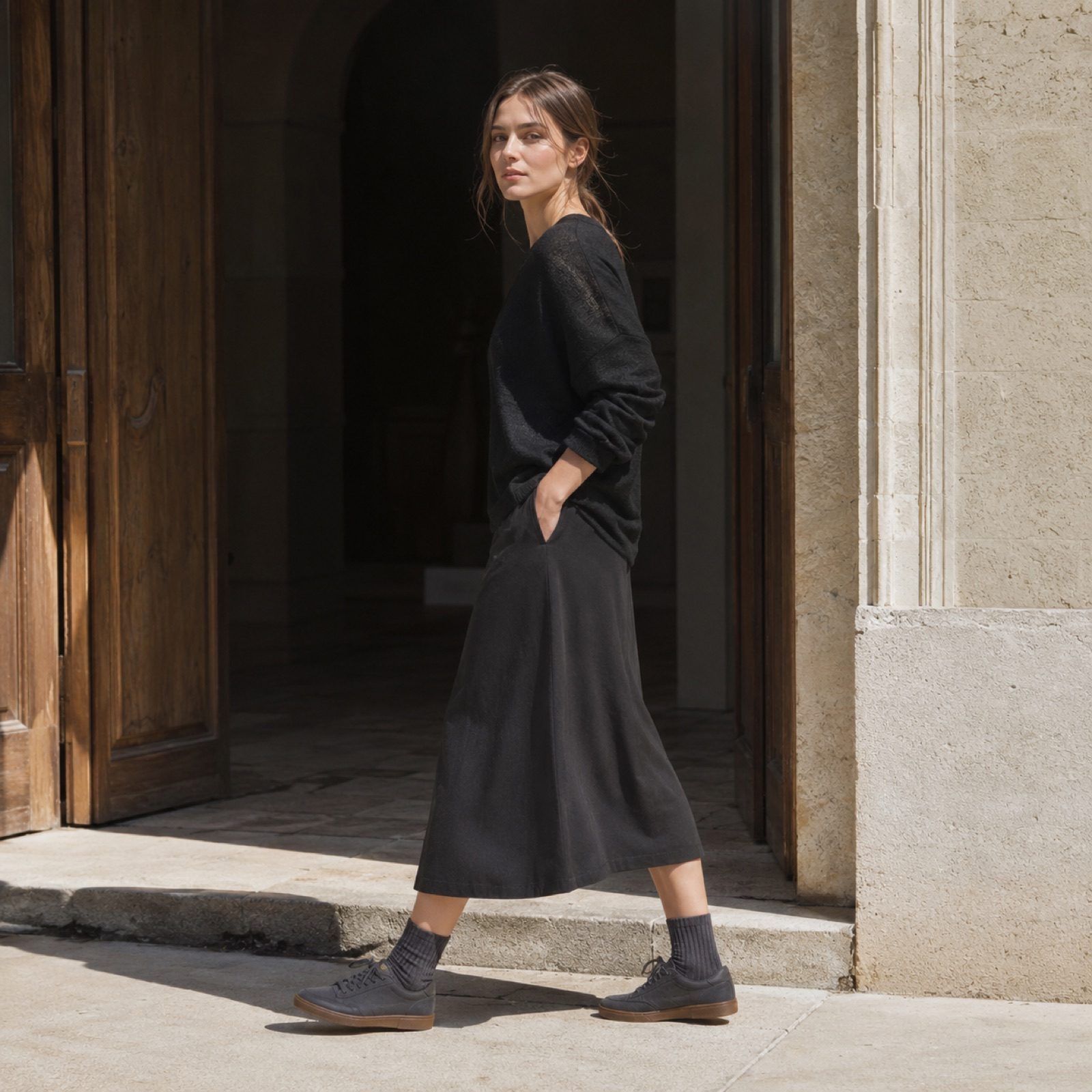 Gable low gum-sole trainer — Trainers by WOODLAND. worn by a model.