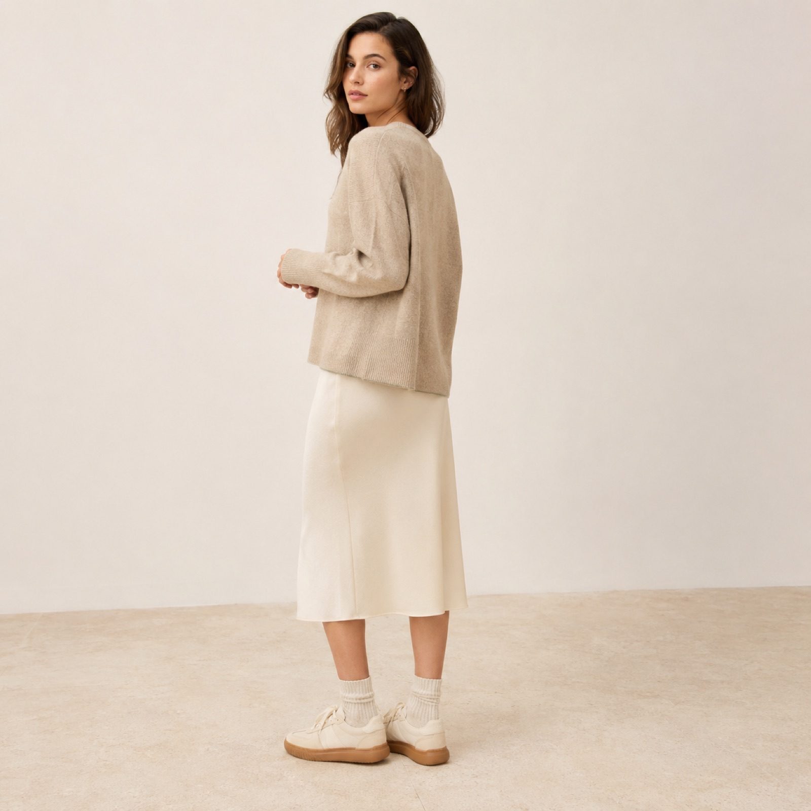 Linden low gum-sole trainer — Trainers by WOODLAND. worn by a model, side view.
