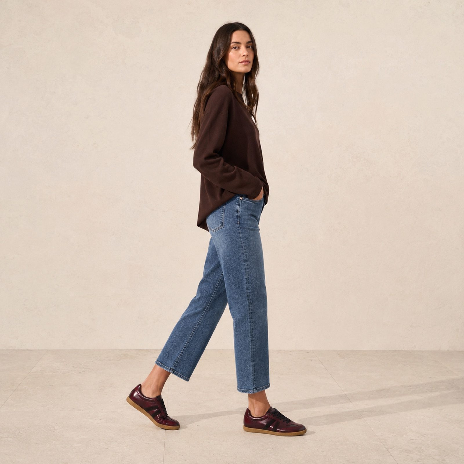 Harbour low gum-sole trainer — Trainers by WOODLAND. worn by a model.