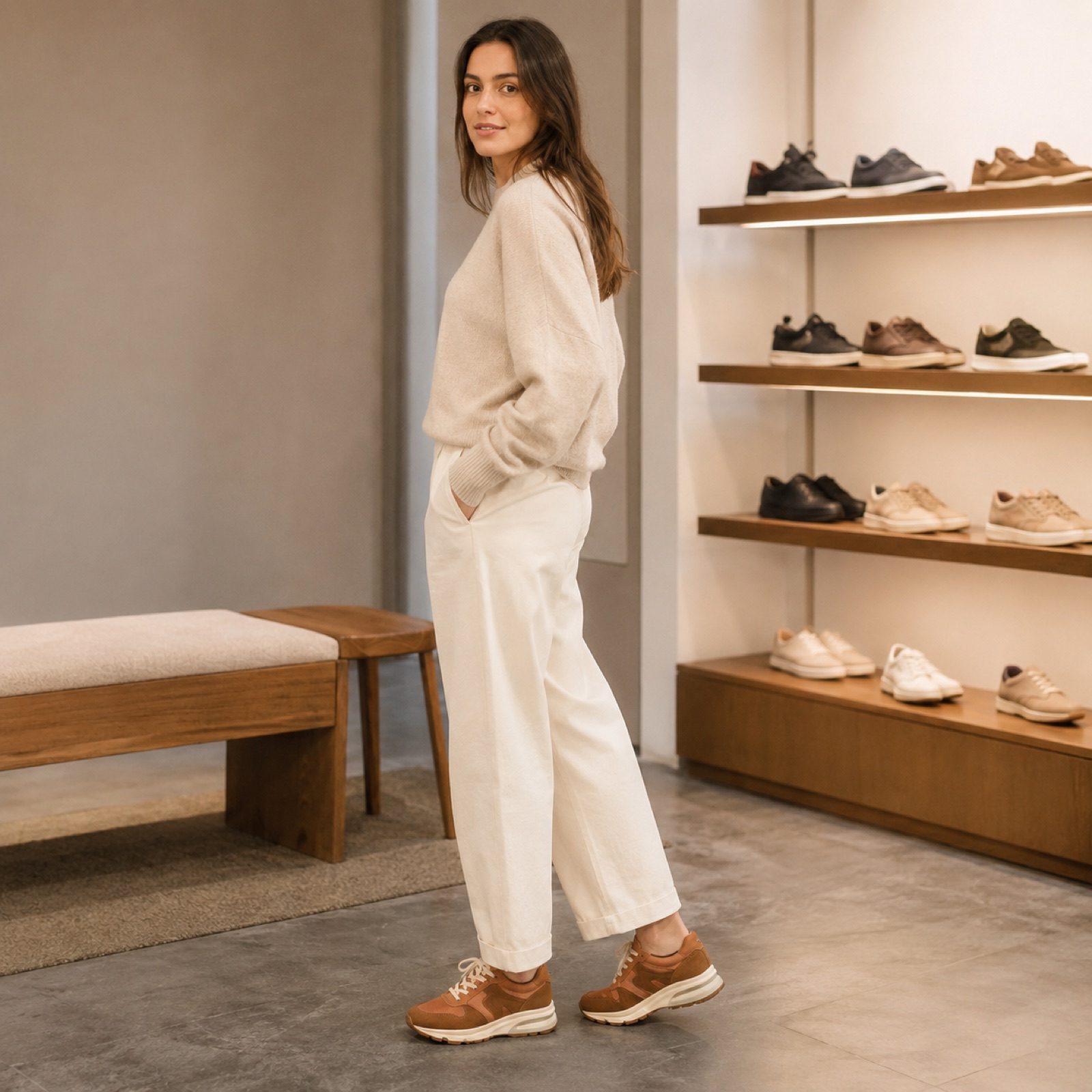 Severn retro runner — Trainers by WOODLAND. worn by a model.