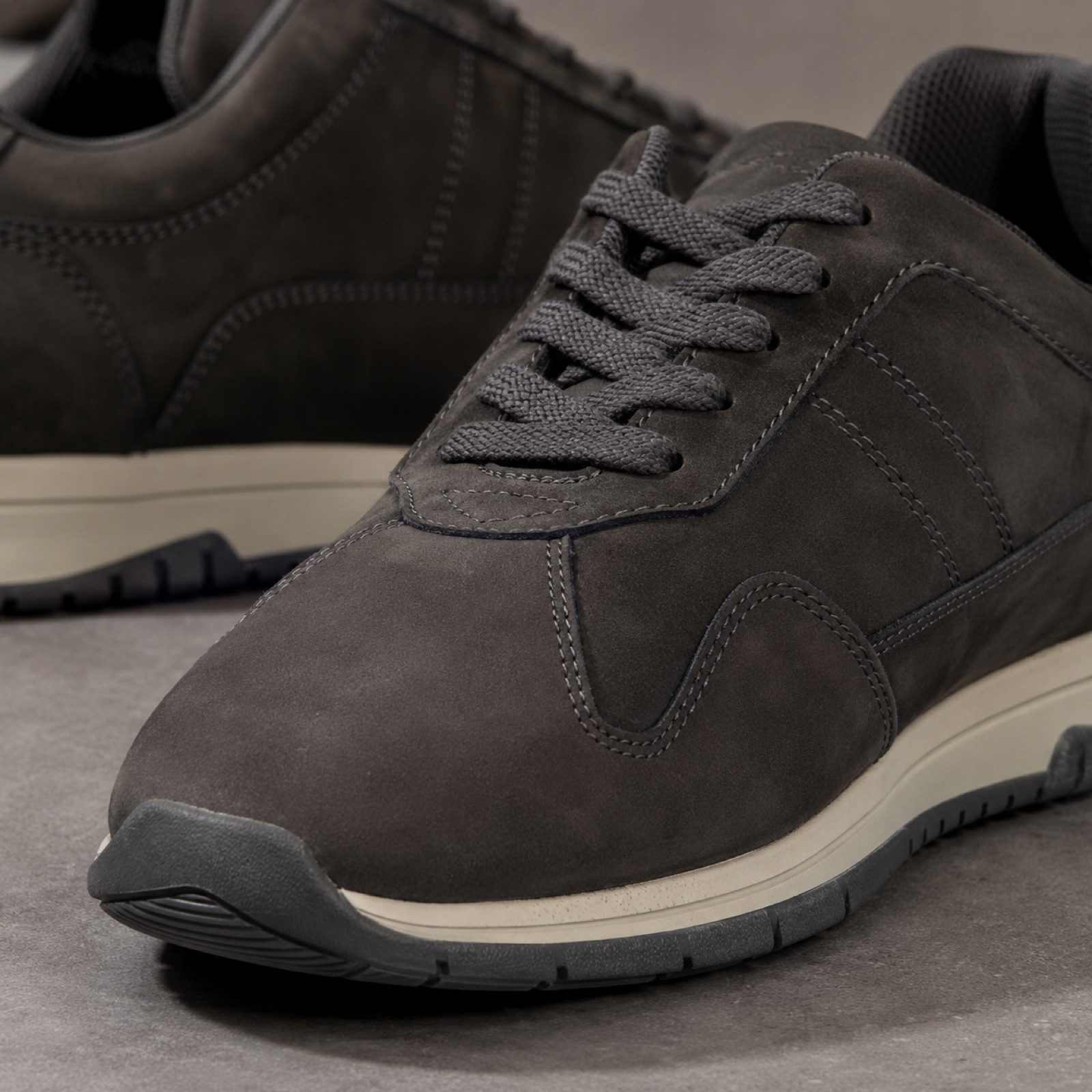 Cliff low gum-sole trainer — Trainers by WOODLAND. close detail of the fabric and finish.