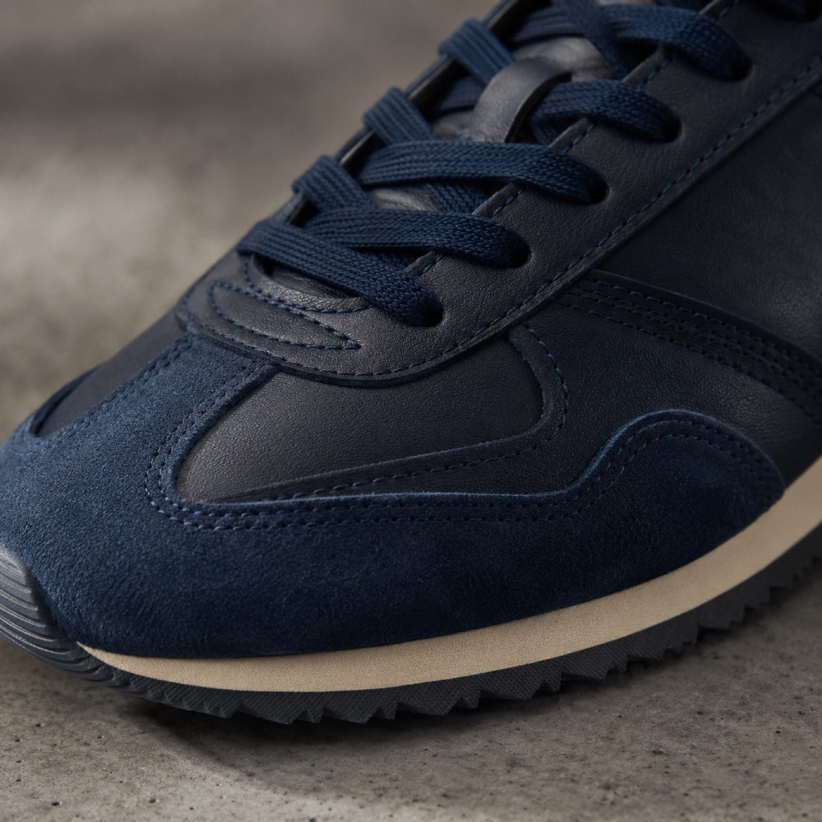 Rook court trainer — Trainers by WOODLAND. close detail of the fabric and finish.