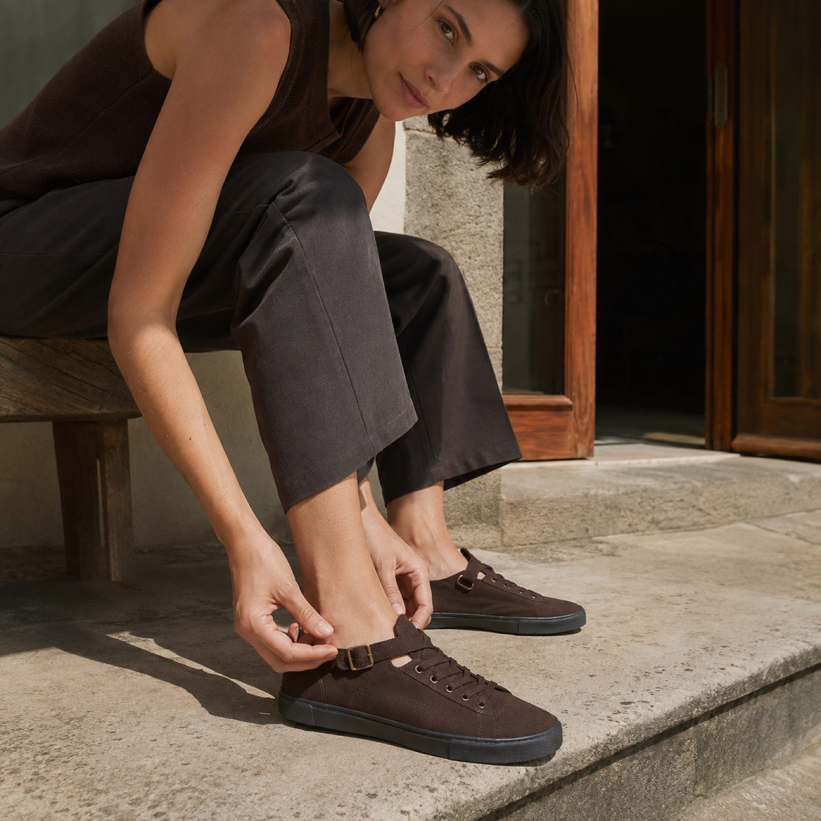 Cliff canvas lace trainer — Trainers by WOODLAND. worn by a model.