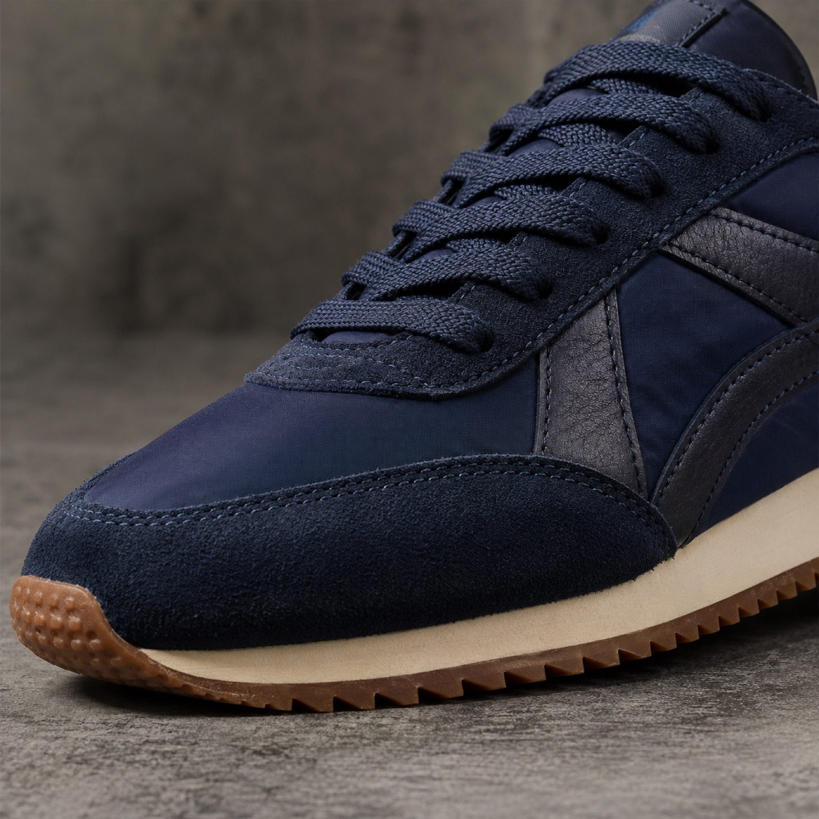 Severn canvas lace trainer — Trainers by WOODLAND. close detail of the fabric and finish.