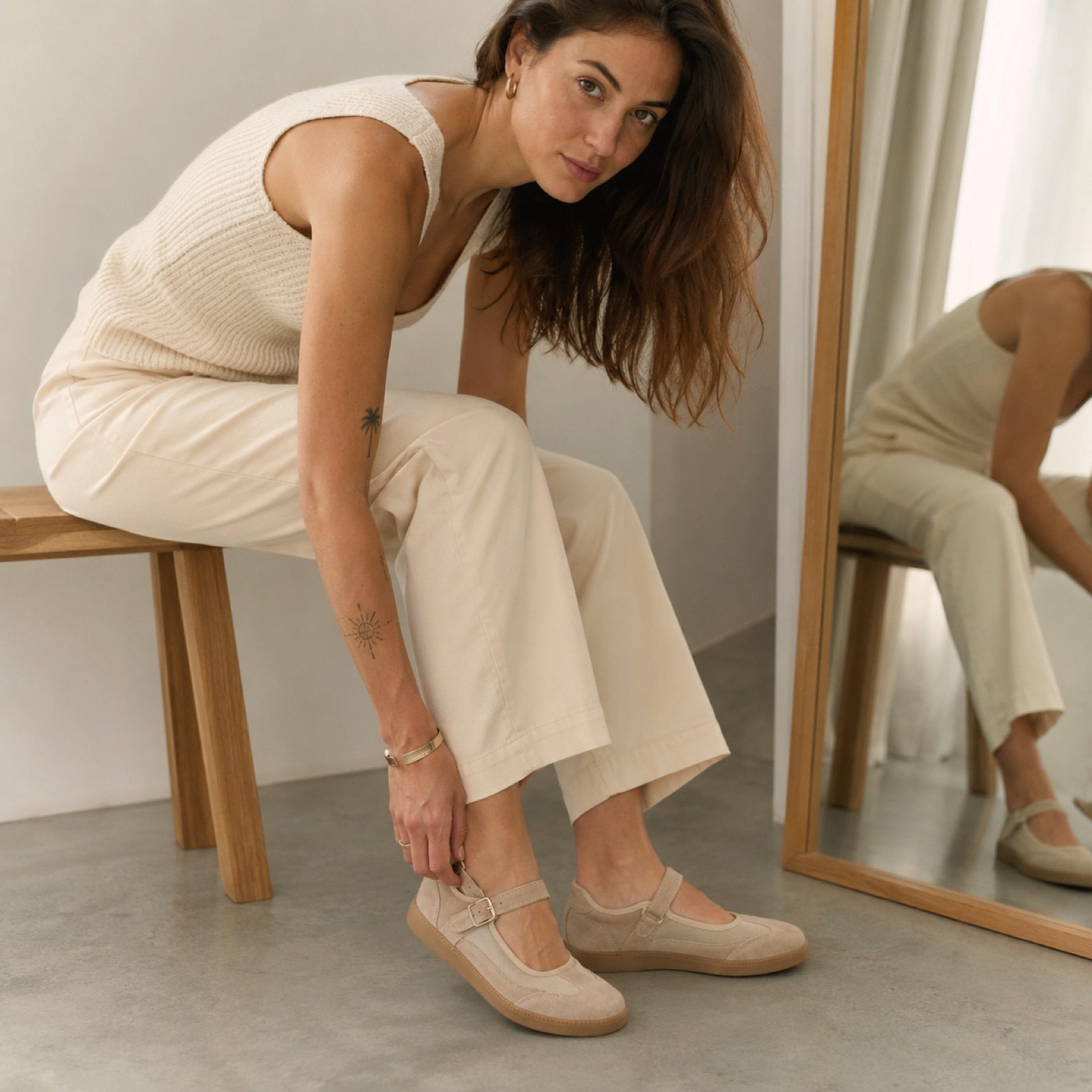 Bay low gum-sole trainer — Trainers by WOODLAND. worn by a model.