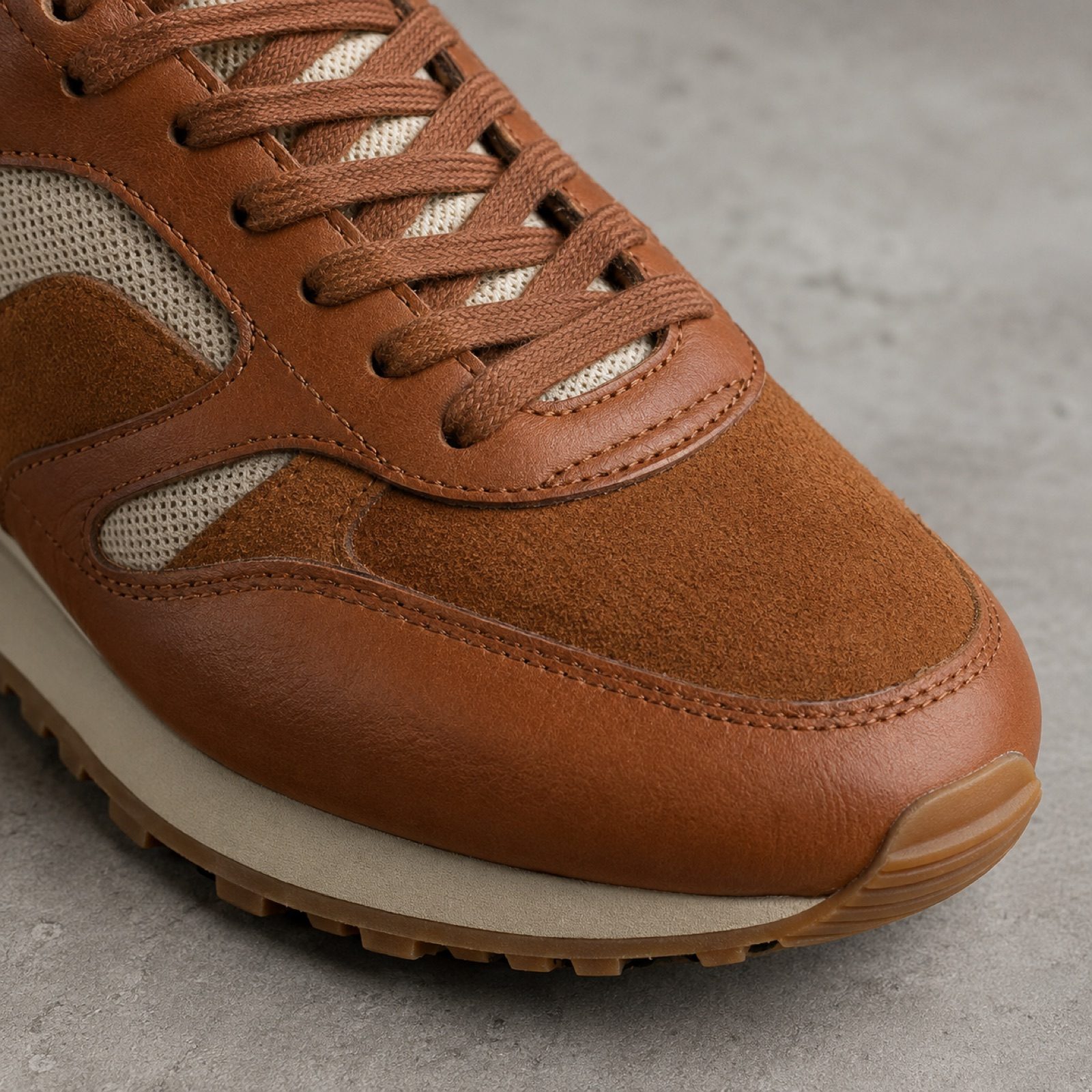 Bryn retro runner — Trainers by WOODLAND. close detail of the fabric and finish.