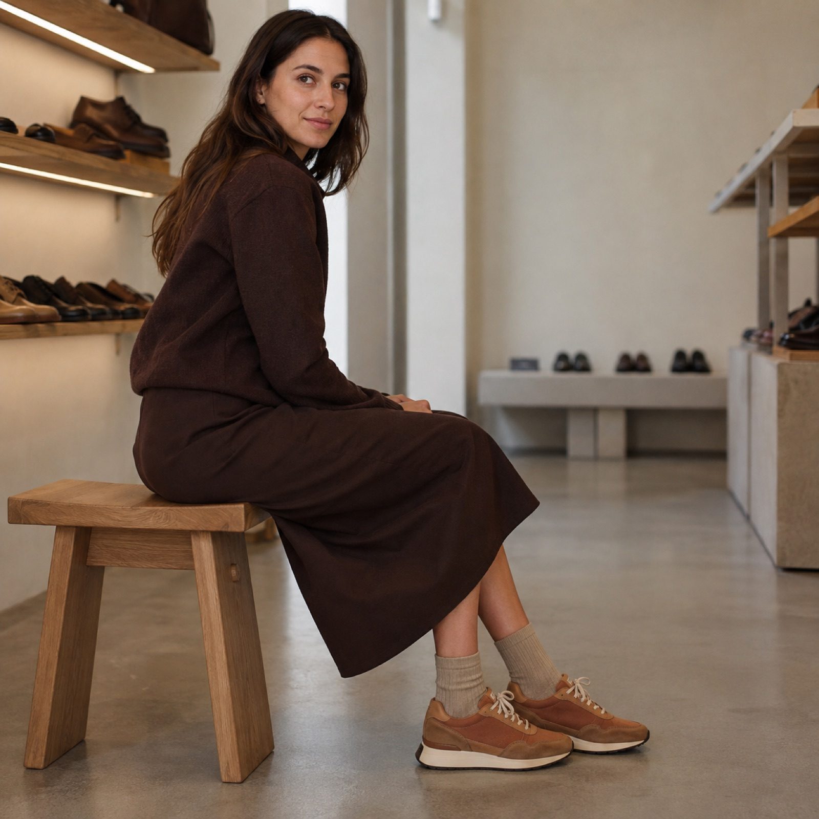 Bryn retro runner — Trainers by WOODLAND. worn by a model, side view.