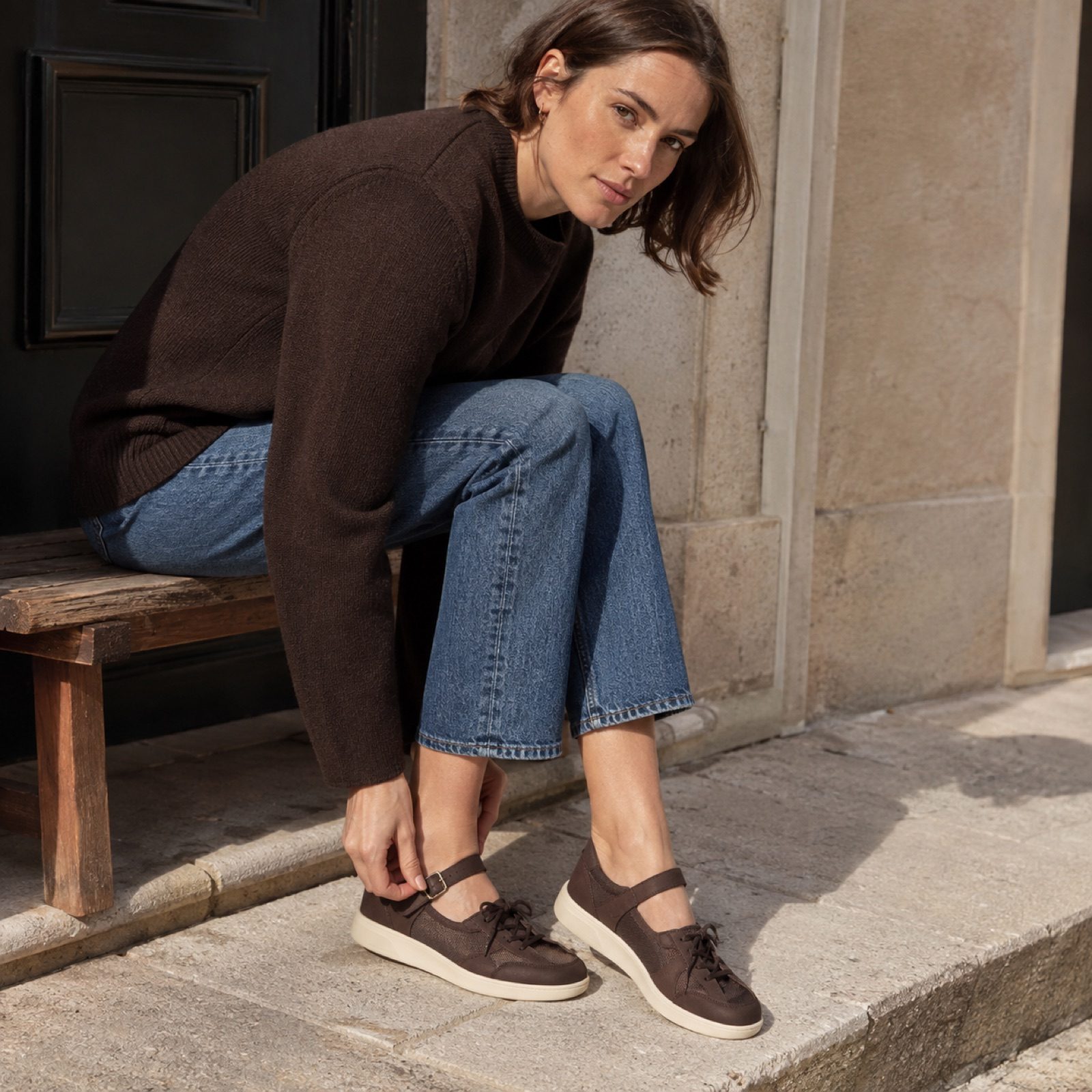 Penarth canvas lace trainer — Trainers by WOODLAND. worn by a model.